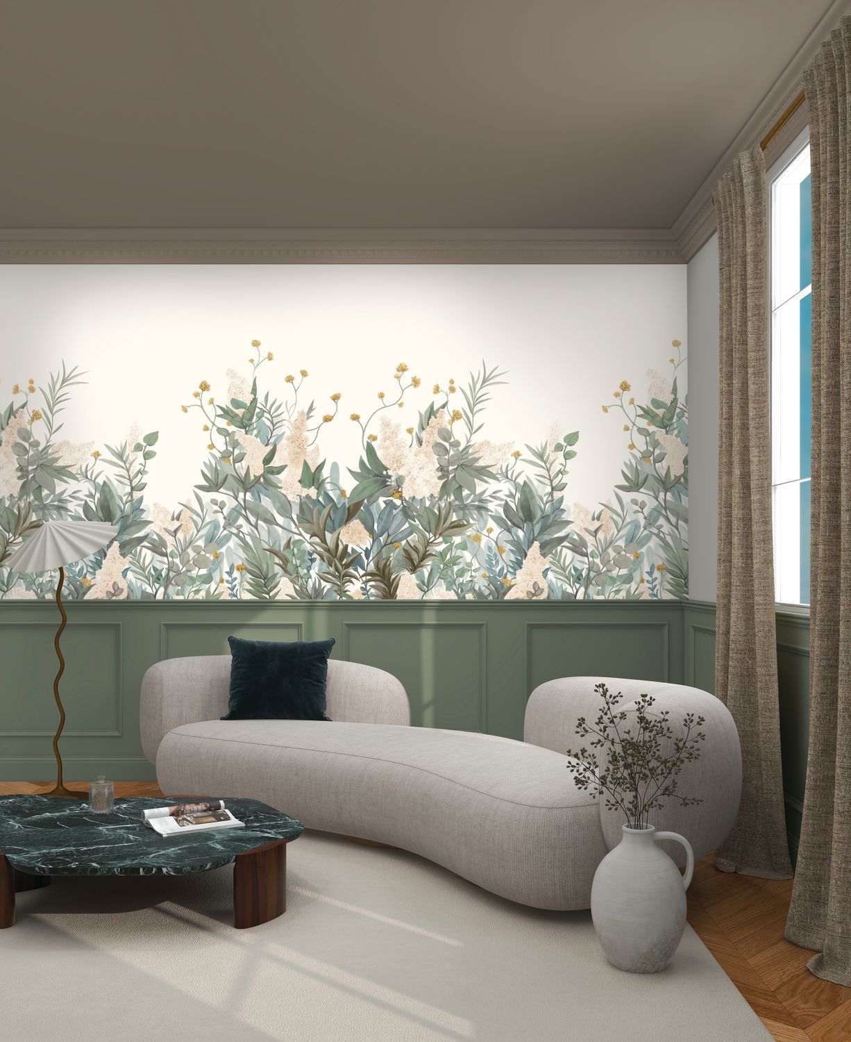 WISTERIA Mural green with blue