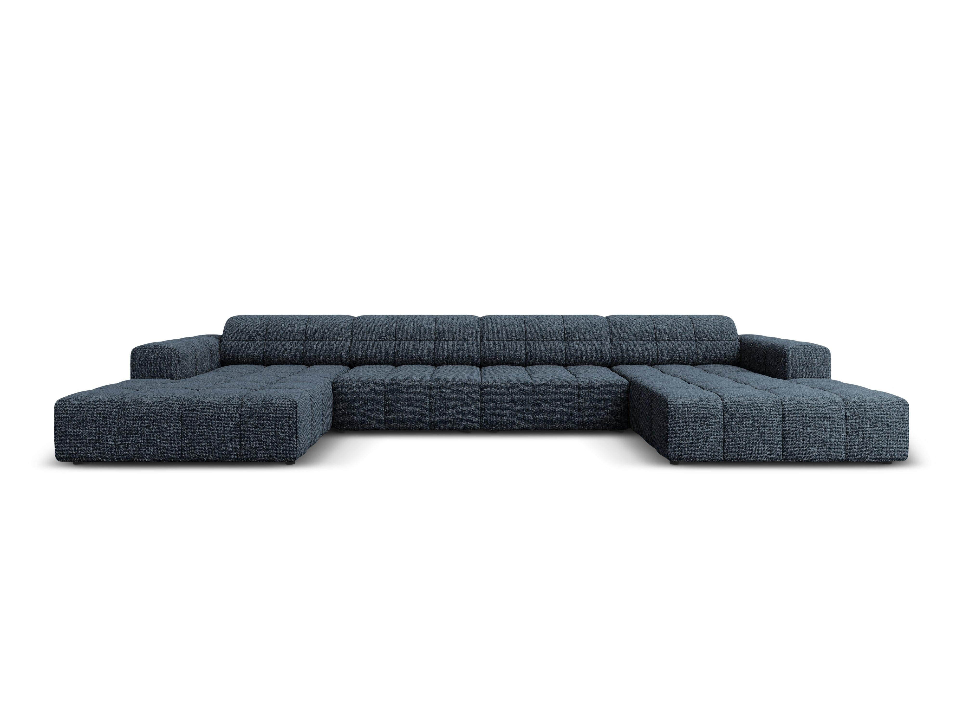 Panoramic 6-seater sofa CHICAGO blue chenille Cosmopolitan Design Eye on Design