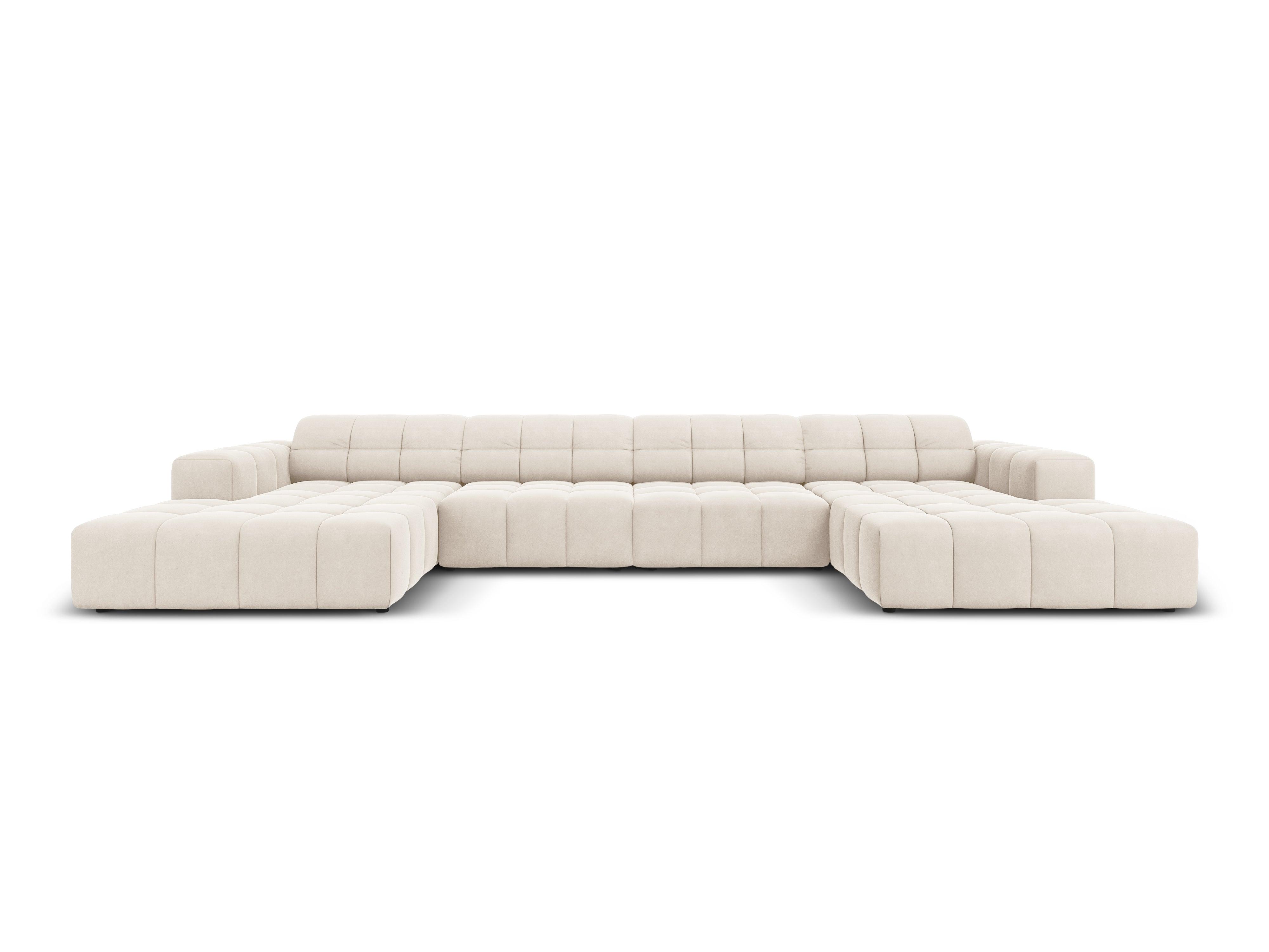 Velvet 6-seater panoramic sofa CHICAGO light beige Cosmopolitan Design Eye on Design