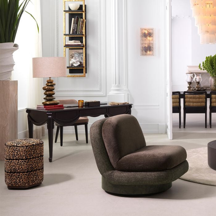 GALIANO Brown Swivel Armchair