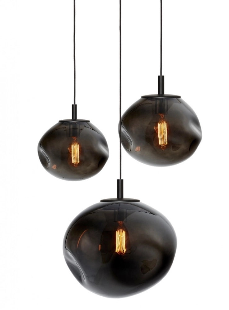 Pendelleuchte mit drei Punkten AVIA 3 rauchschwarz mit schwarzem Finish