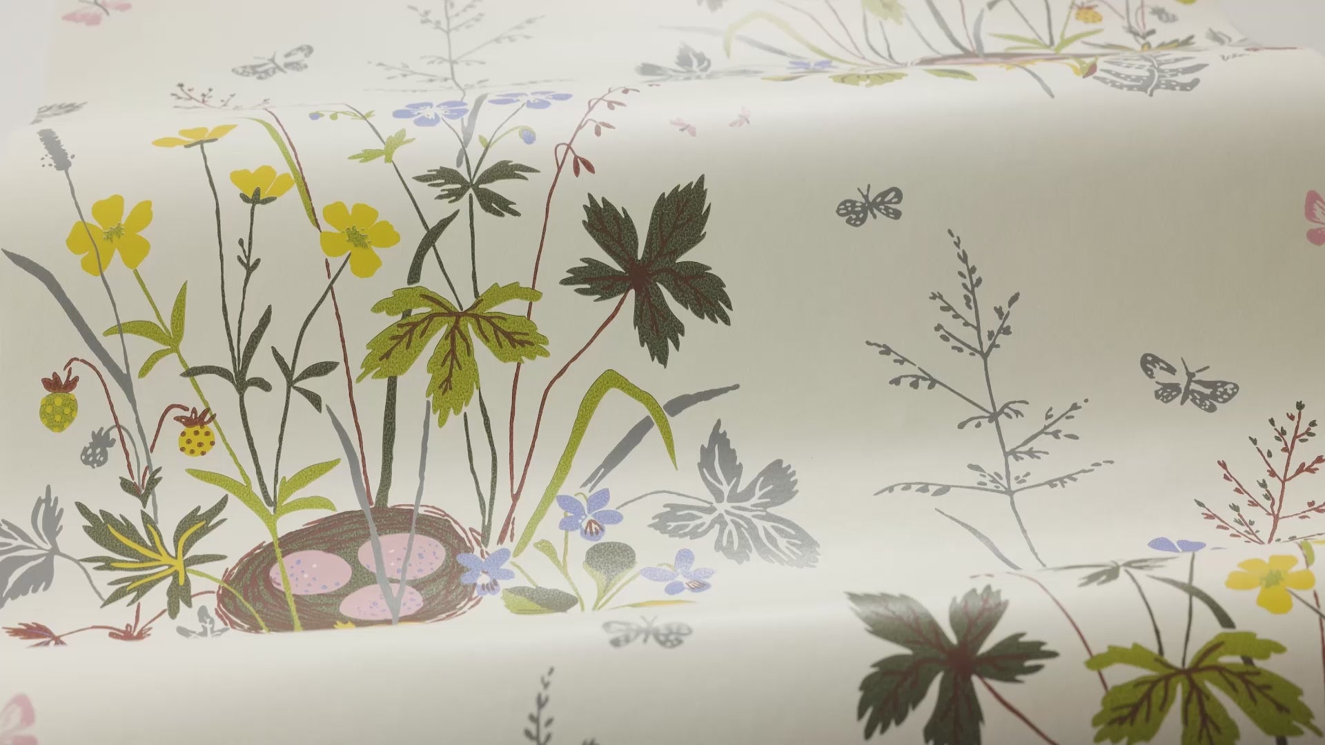 Tapete mit floralem Blumenmuster FAGELBO creme mit braun