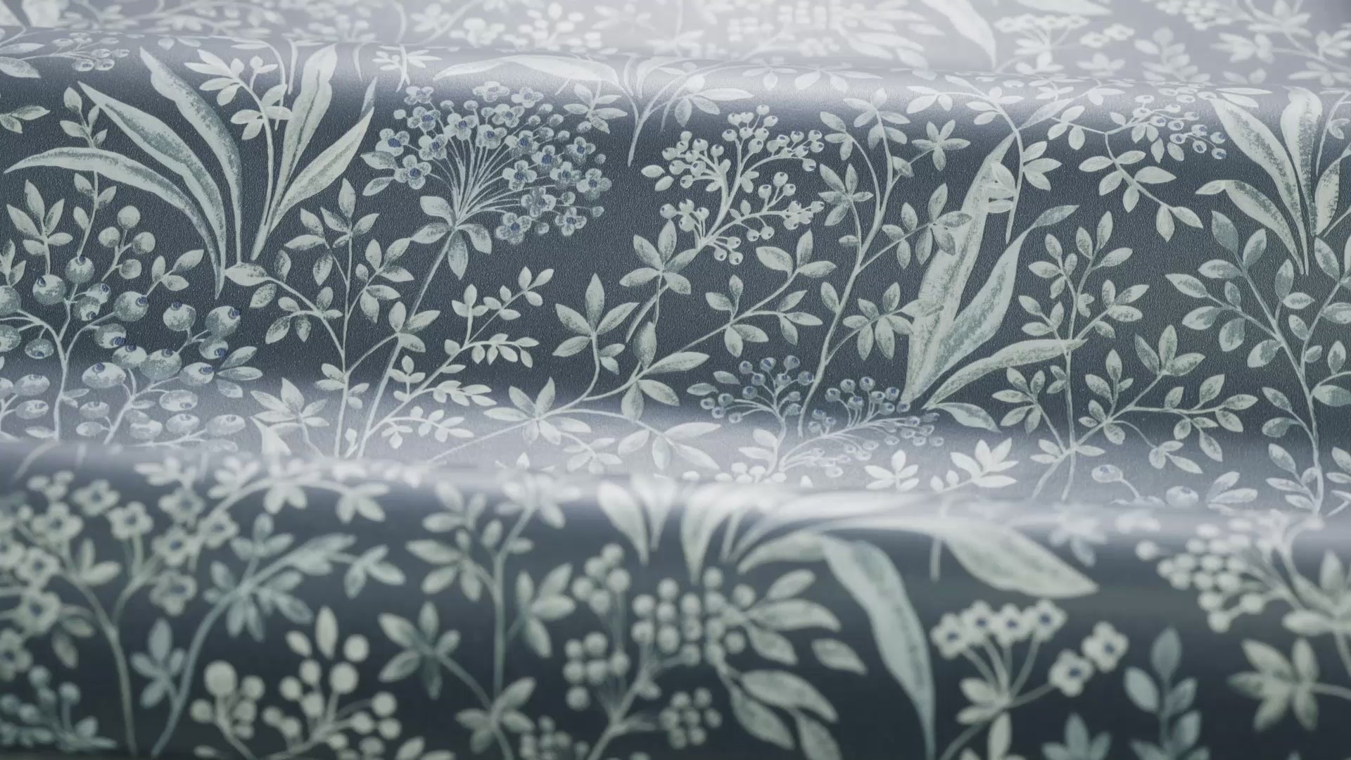 Vlies-Tapete mit pflanzlichem Muster NOCTURNE dunkelblau