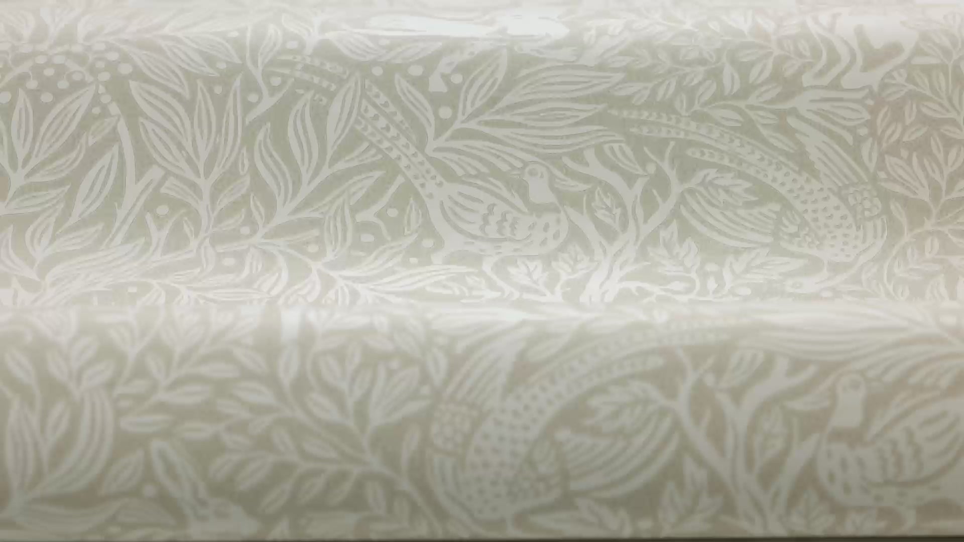 Wallpaper with a botanical pattern and forest theme UNDER THE ELDER TREE beige with white