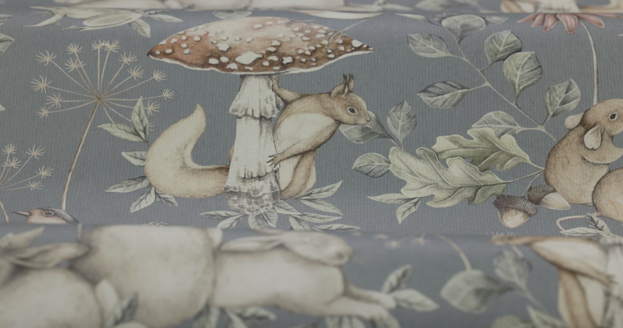 MINOU Children's Wallpaper with Animal Motif in Muted Blue