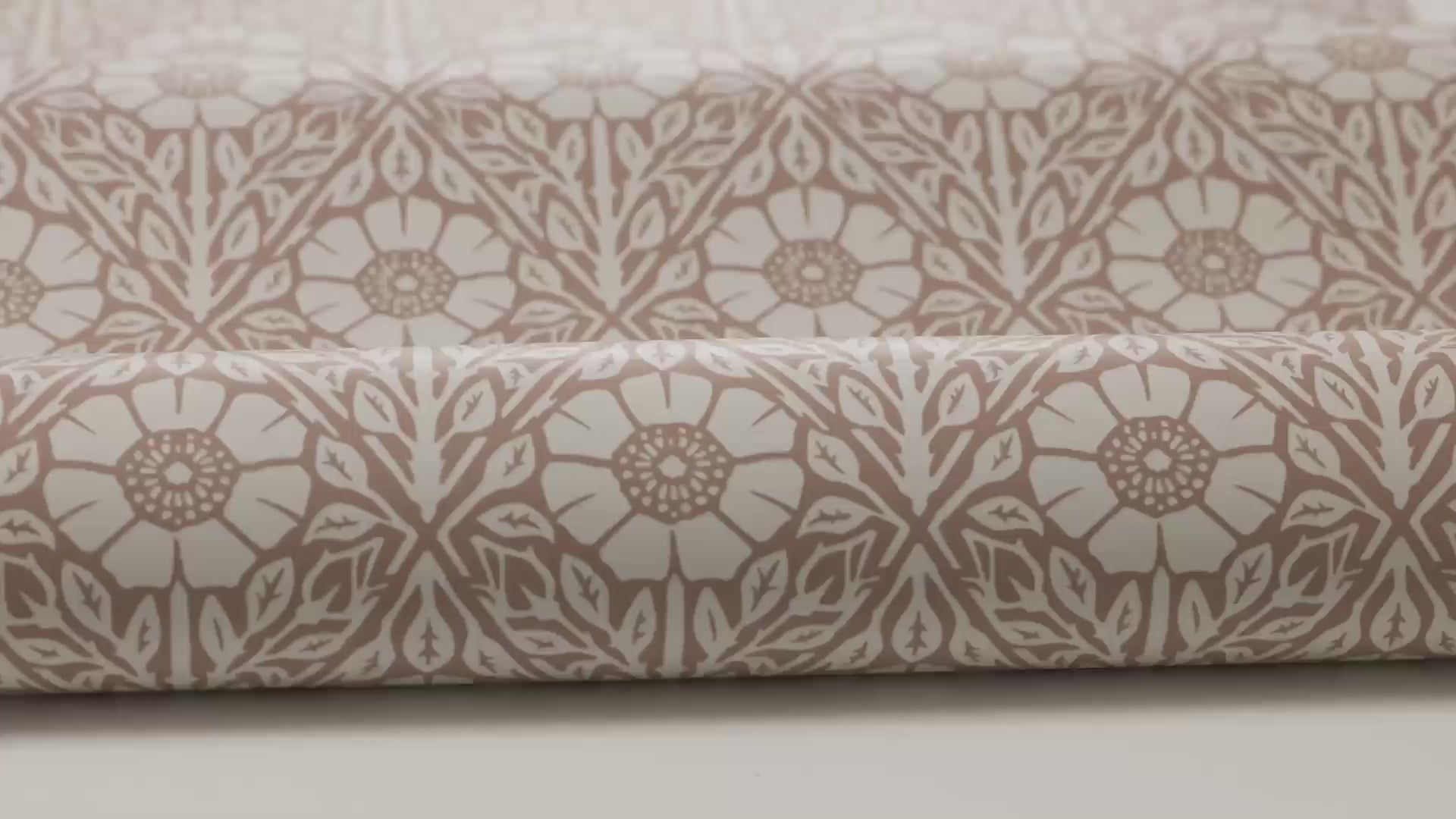 Floral-patterned wallpaper NYPONROS terracotta with white