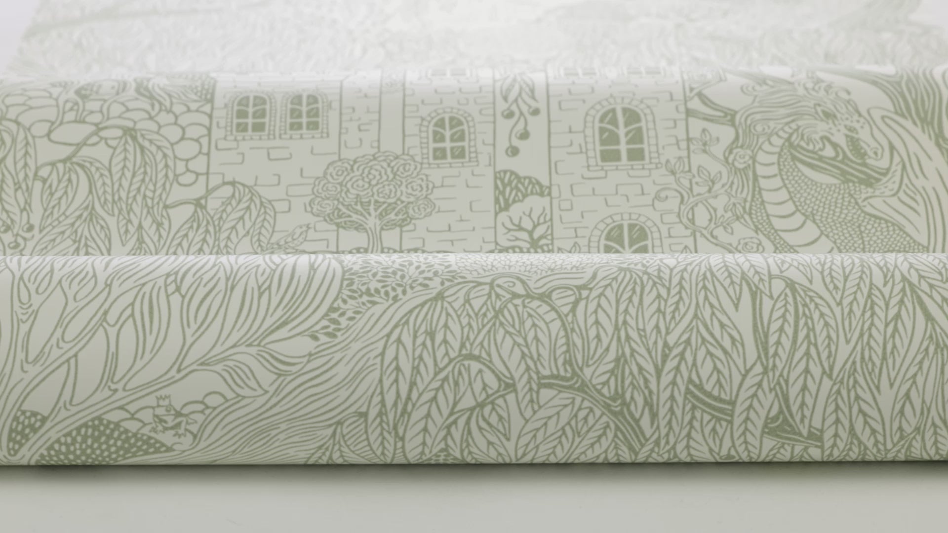 Children's wallpaper with a fairy tale theme KINGDOM OF THE WILLOW green