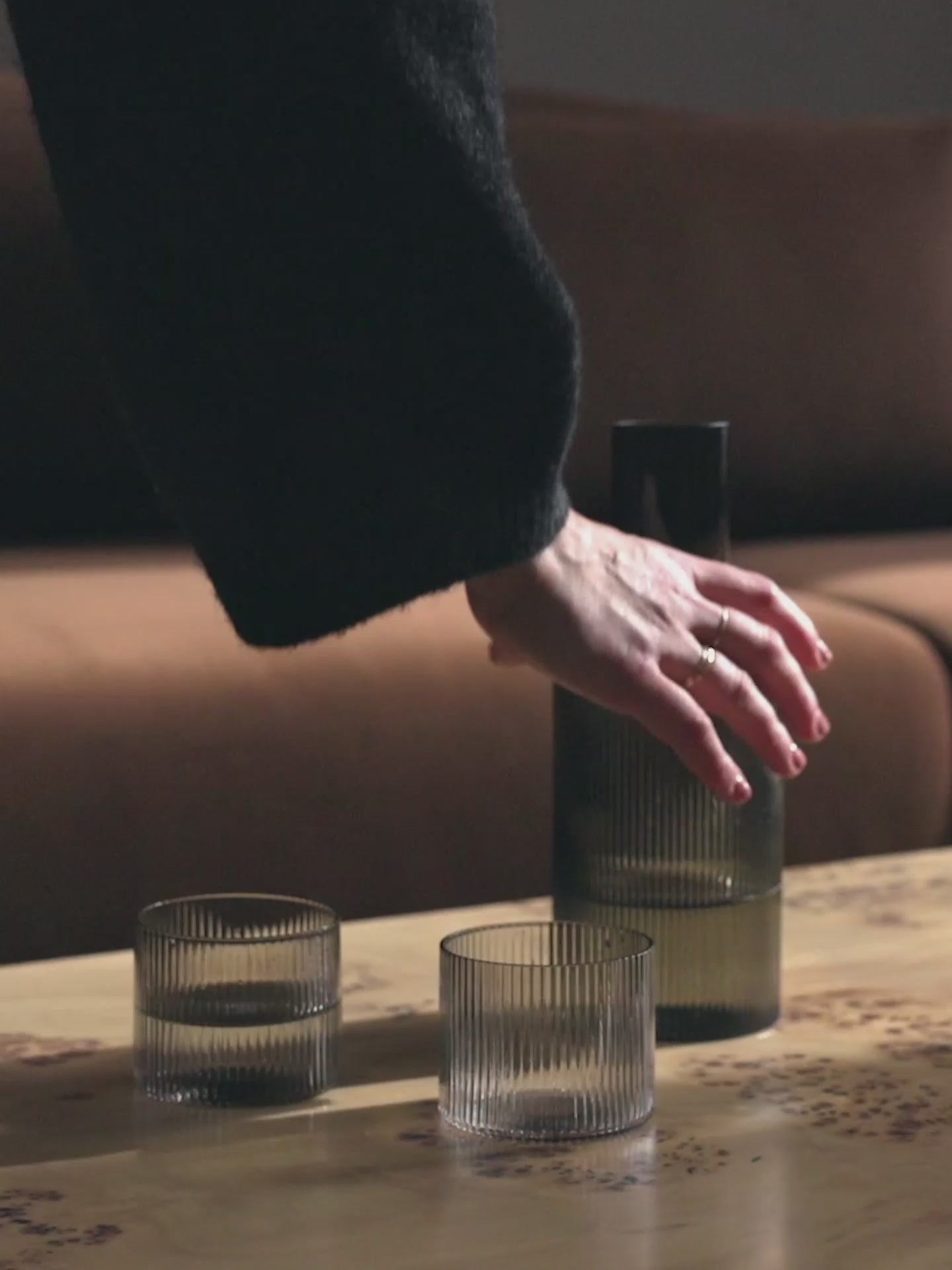 Set von Gläsern RIPPLE weißes Glas