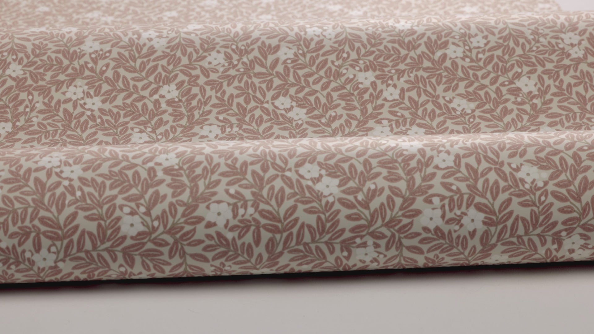 Pink and White MYRTEN Floral and Leaf Pattern Wallpaper