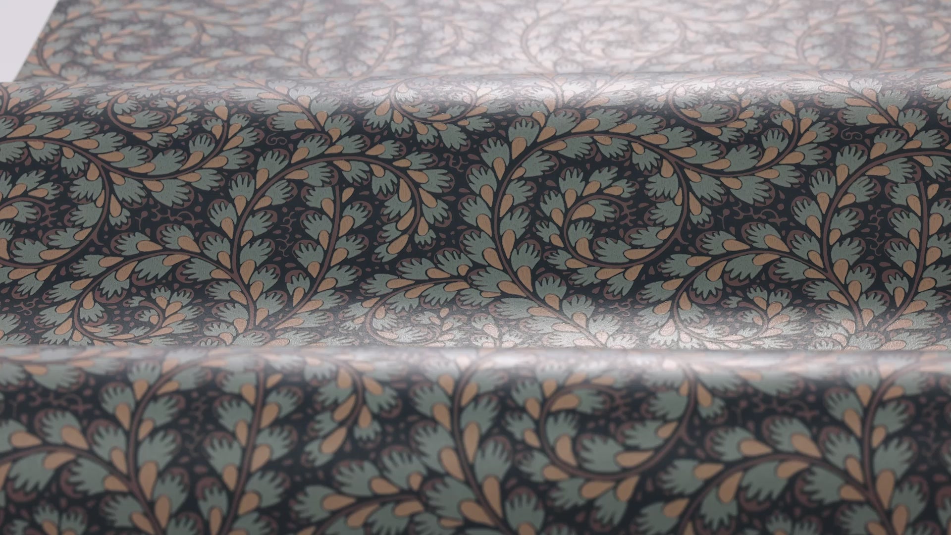 Tapete mit Pflanzenmotiv WILD FERNS blau-beige