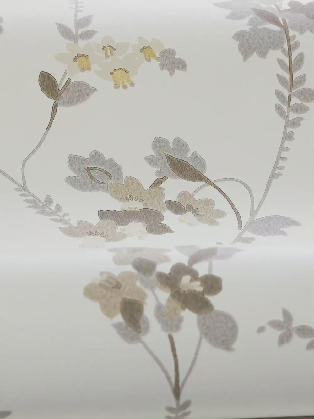 Tapete mit Pflanzenmotiv VERA in Weiß mit Braun