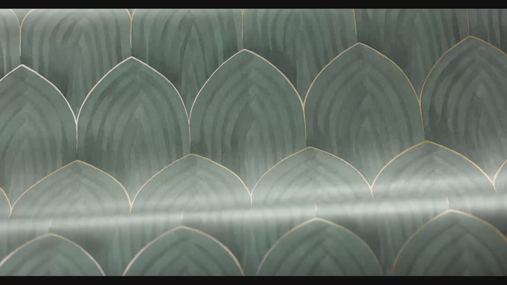 Tapete mit geometrischem Muster von Bögen GOLDEN ARCHES grün