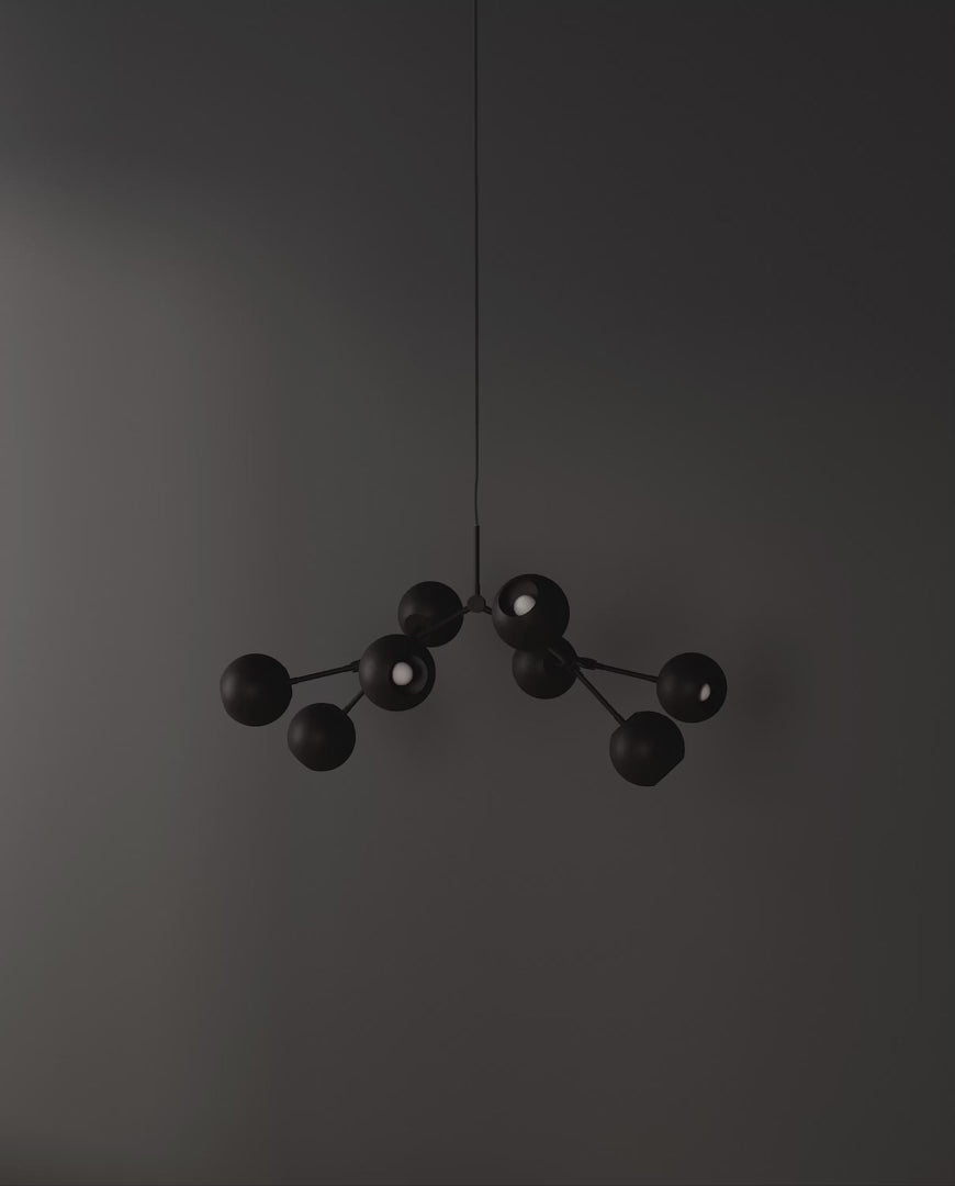DROP GLOBE chandelier burnt black