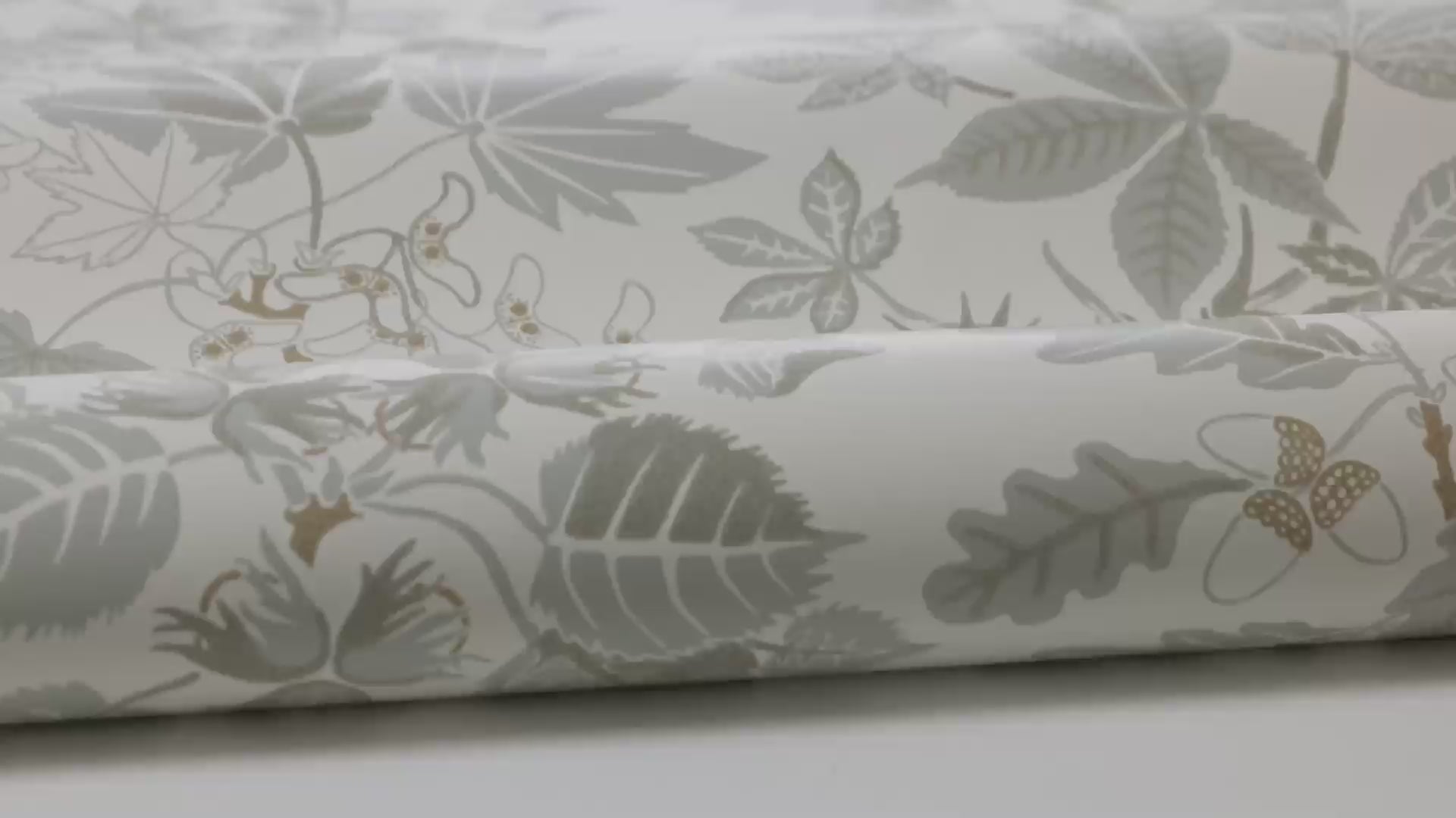 Tapete mit Pflanzenmotiv in Blättern ARBORETUM cremefarben mit Grau