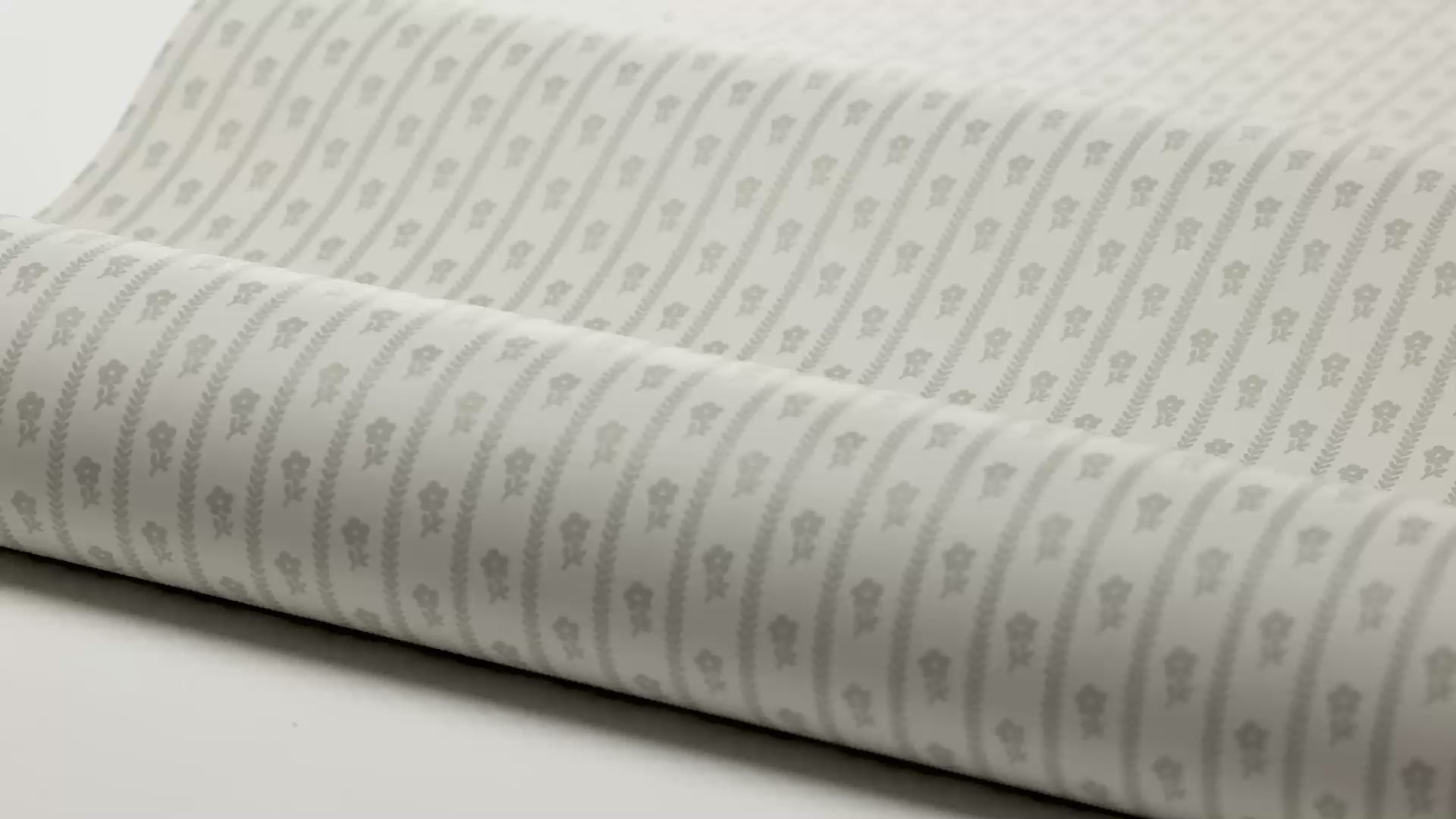 LILLA LYCKAN Beige and Green Striped Wallpaper with Floral Motif