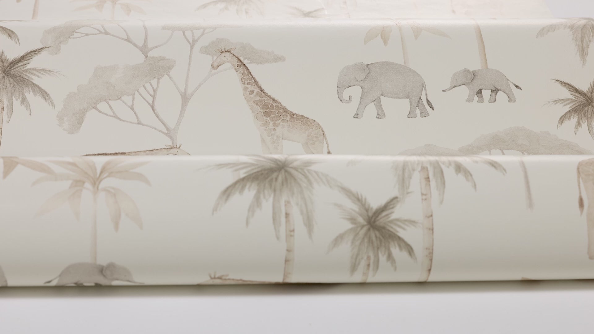 Children's wallpaper with a plant and animal motif SAVANNAH beige