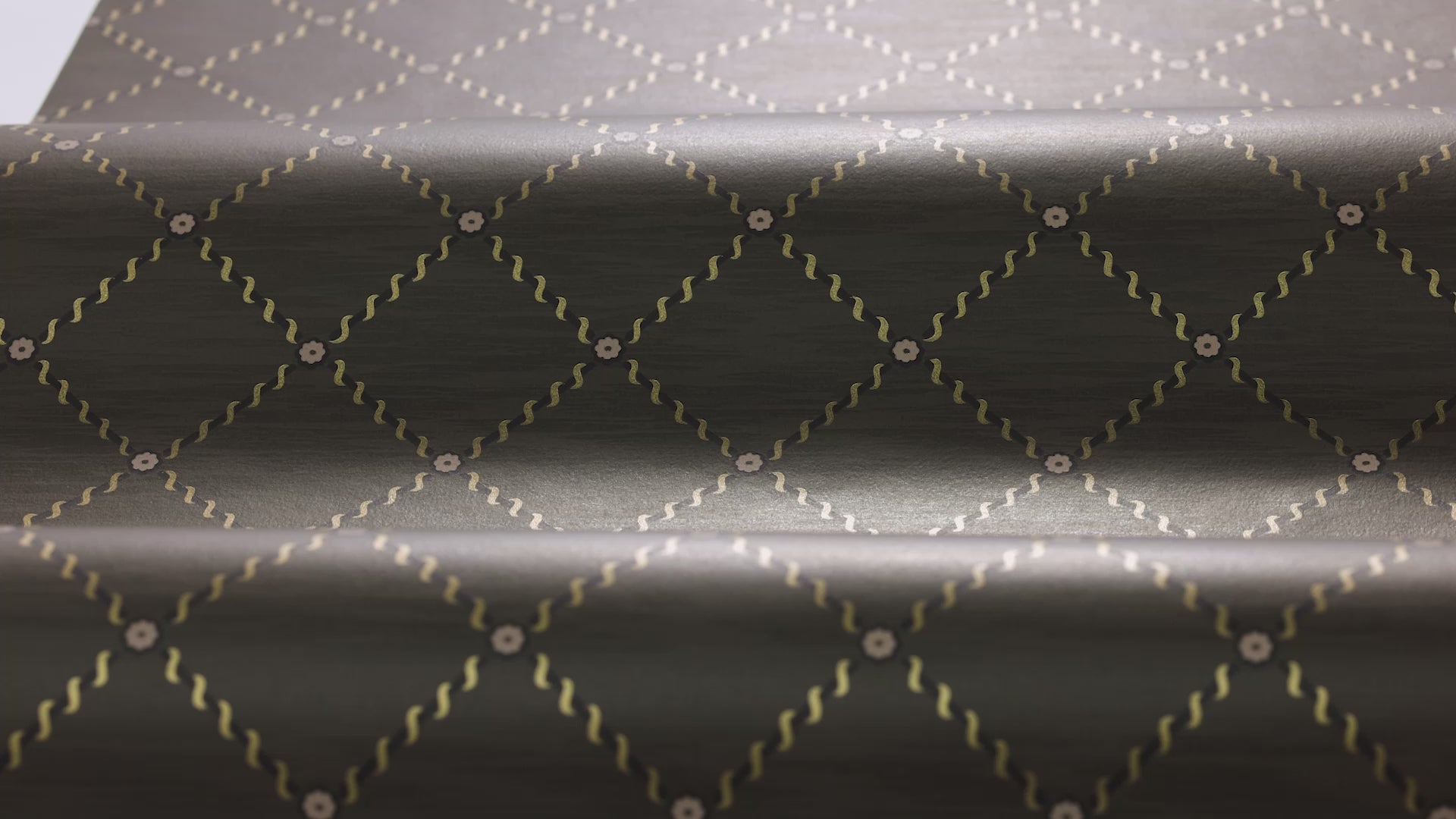 Tapete mit geometrischem Muster GOLDEN TRELLIS braun mit goldenen Akzenten