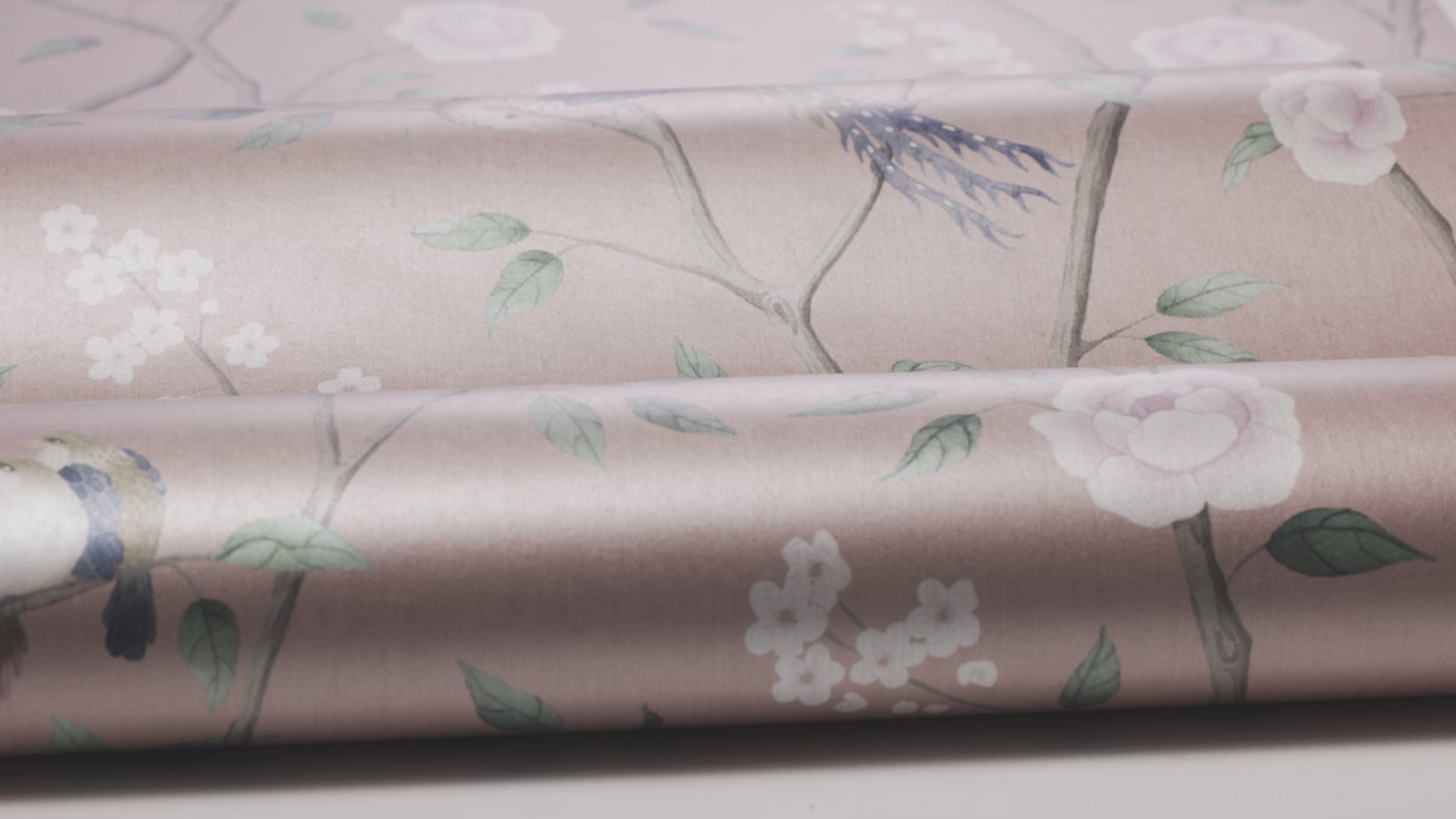 Vlies-Tapete mit Pflanzenmuster PARADISE BIRDS rosa mit weiß