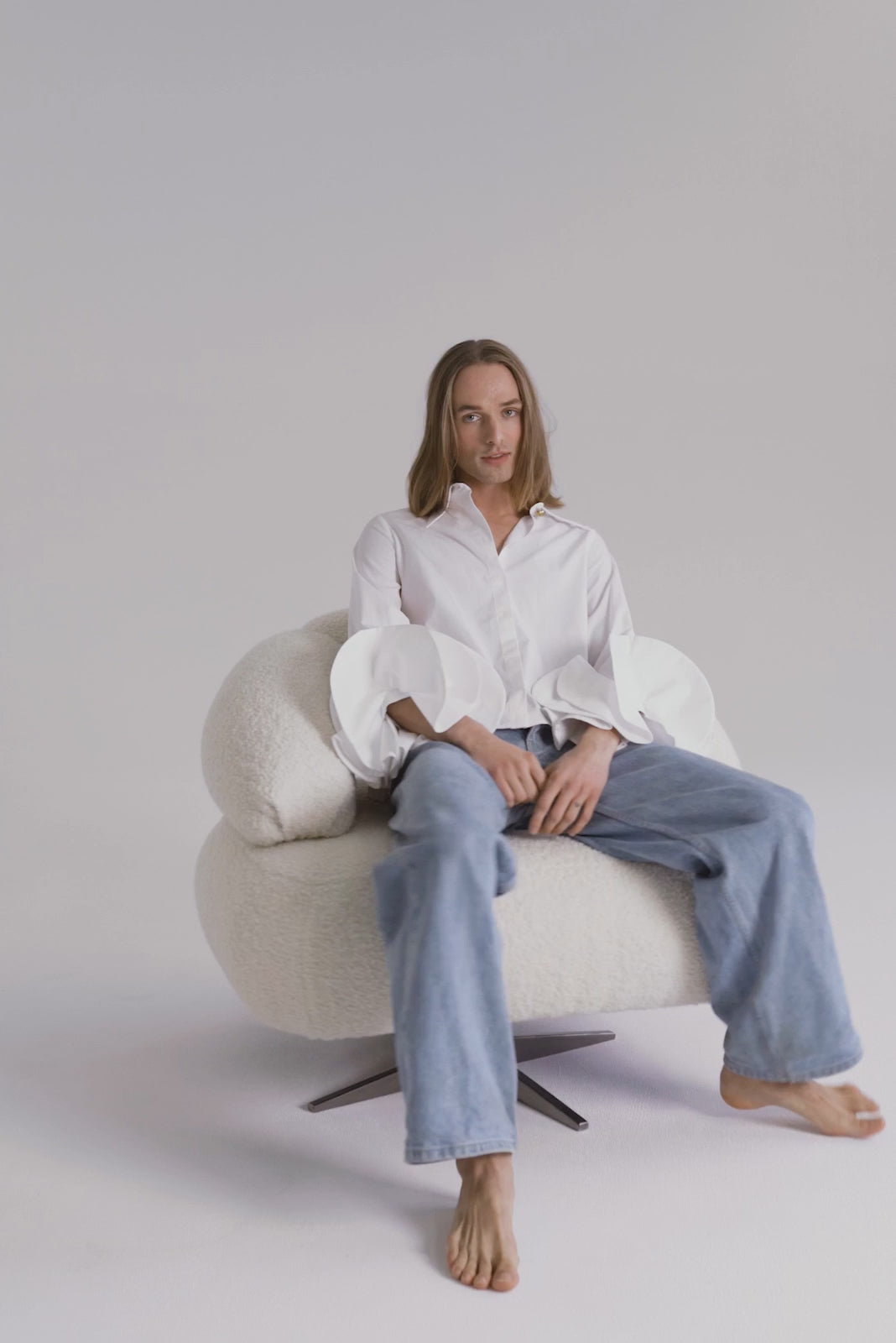 Upholstered Swivel Armchair CROISSANT