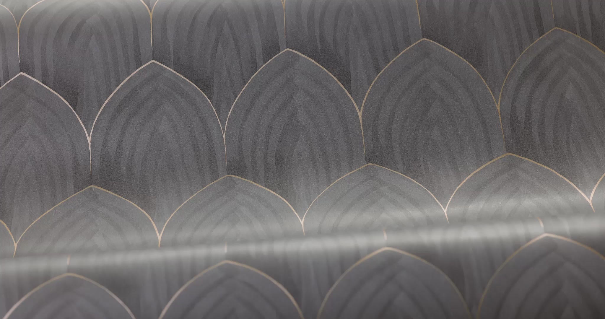Tapete mit geometrischem Muster von Bögen GOLDEN ARCHES grau