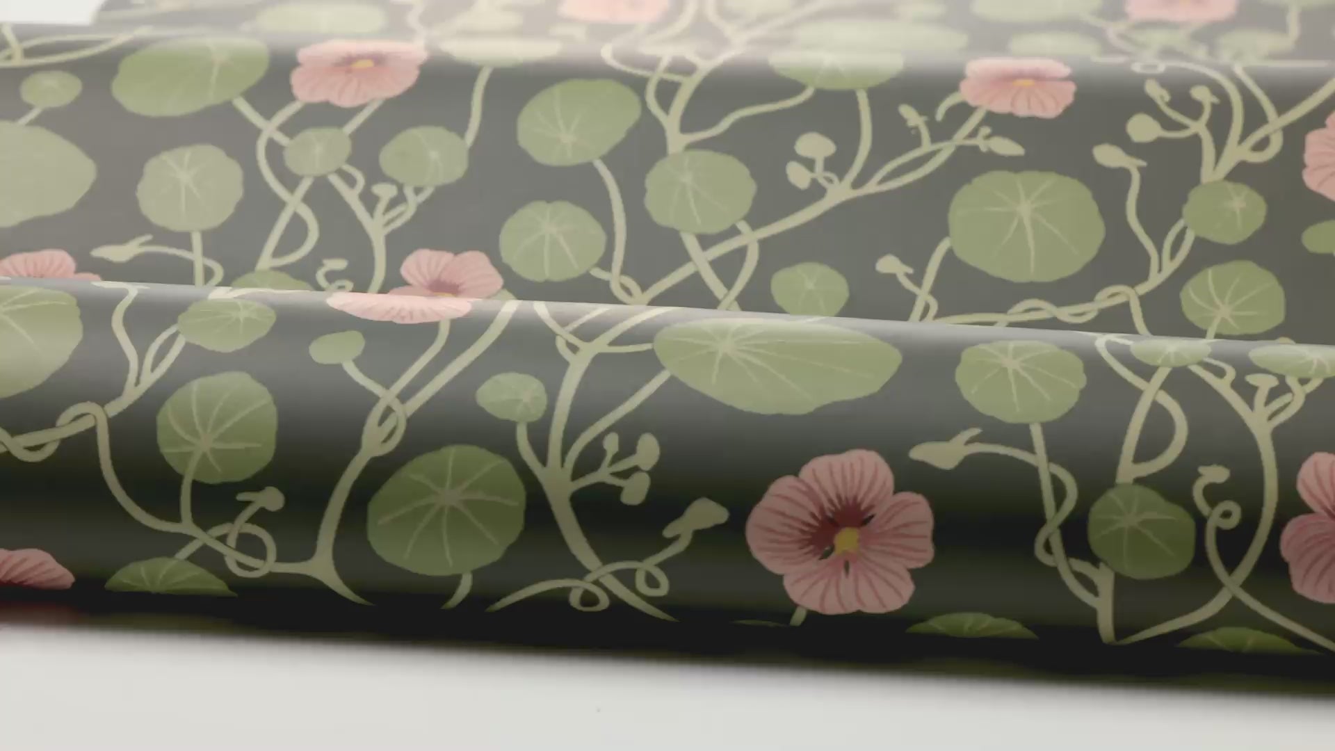 Dark brown floral plant motif wallpaper KRASSE with green