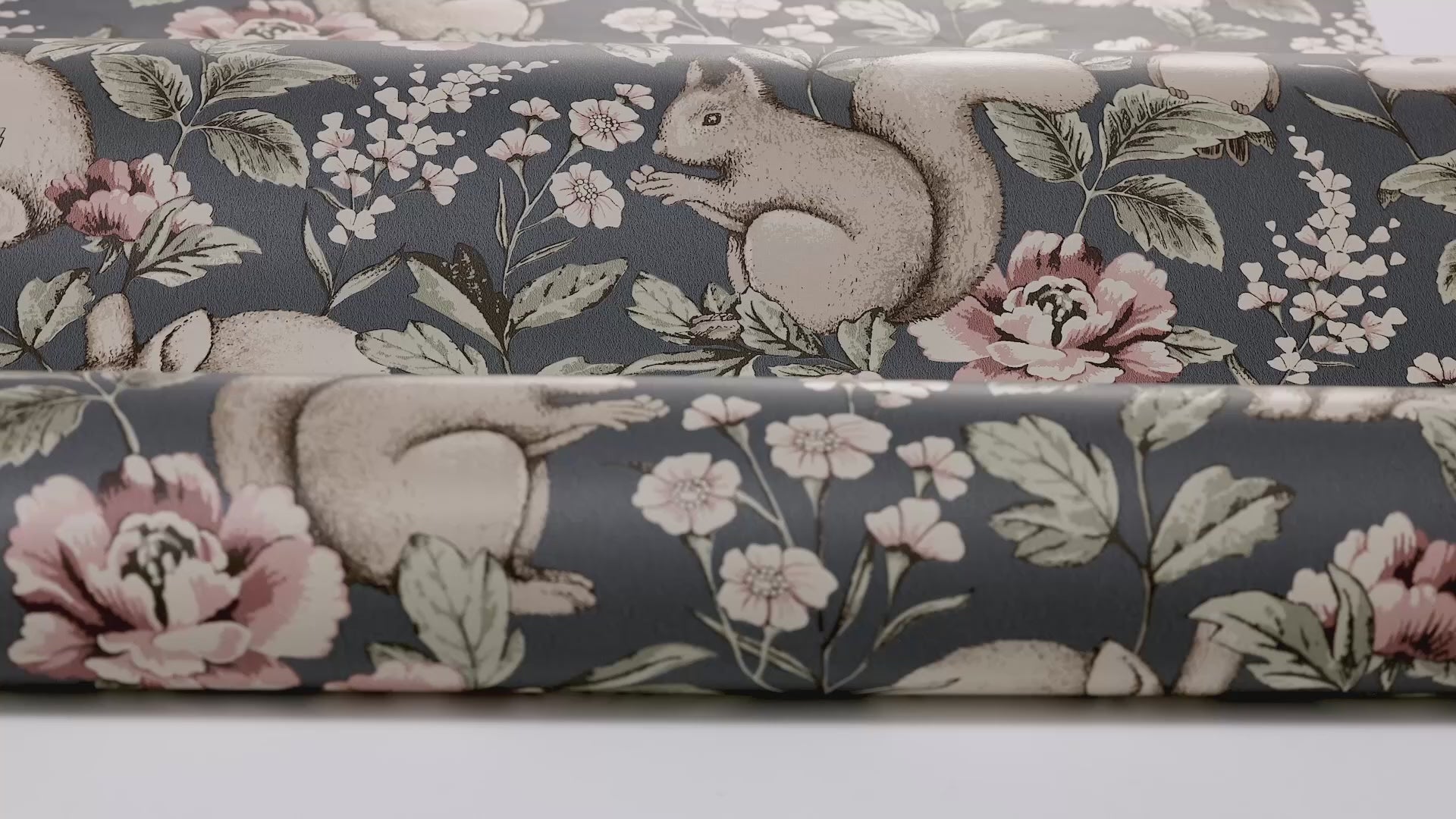 Children's wallpaper with a plant and animal theme MAGIC FOREST navy blue