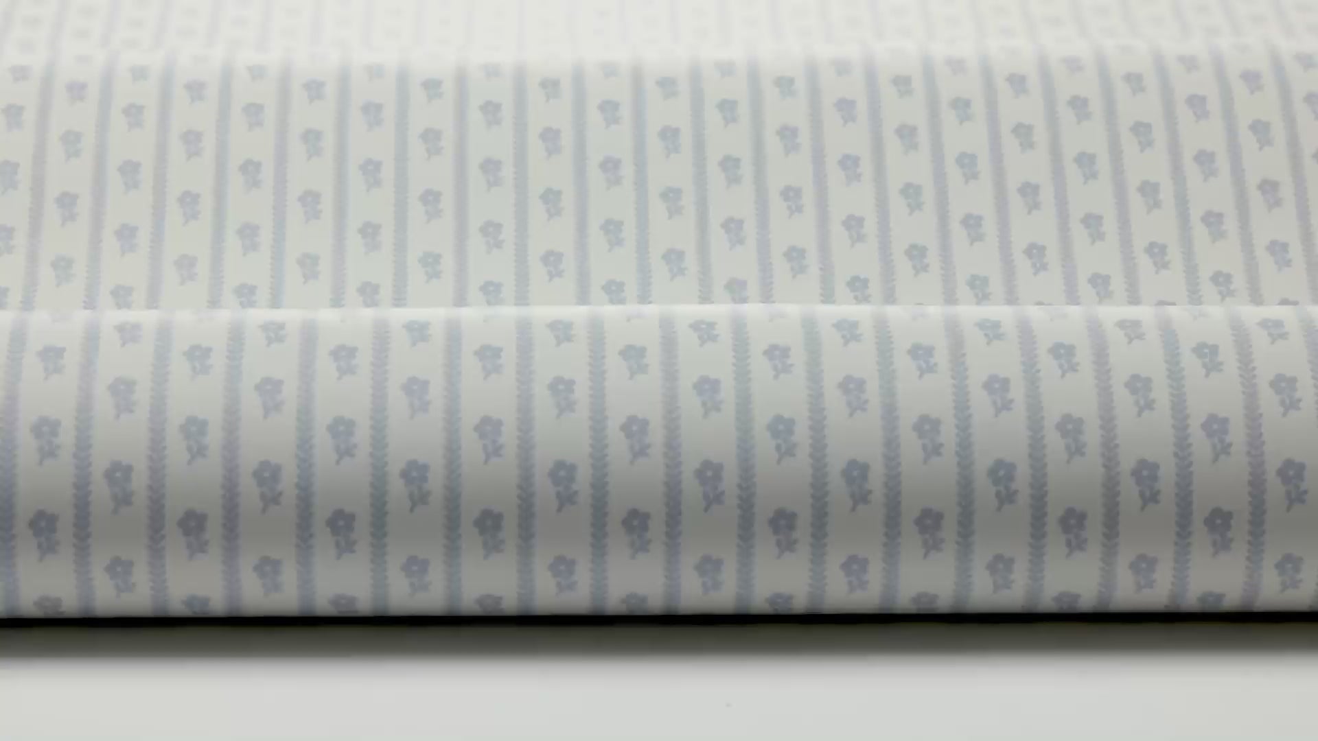 LILLA LYCKAN White and Blue Striped Wallpaper with Floral Motif