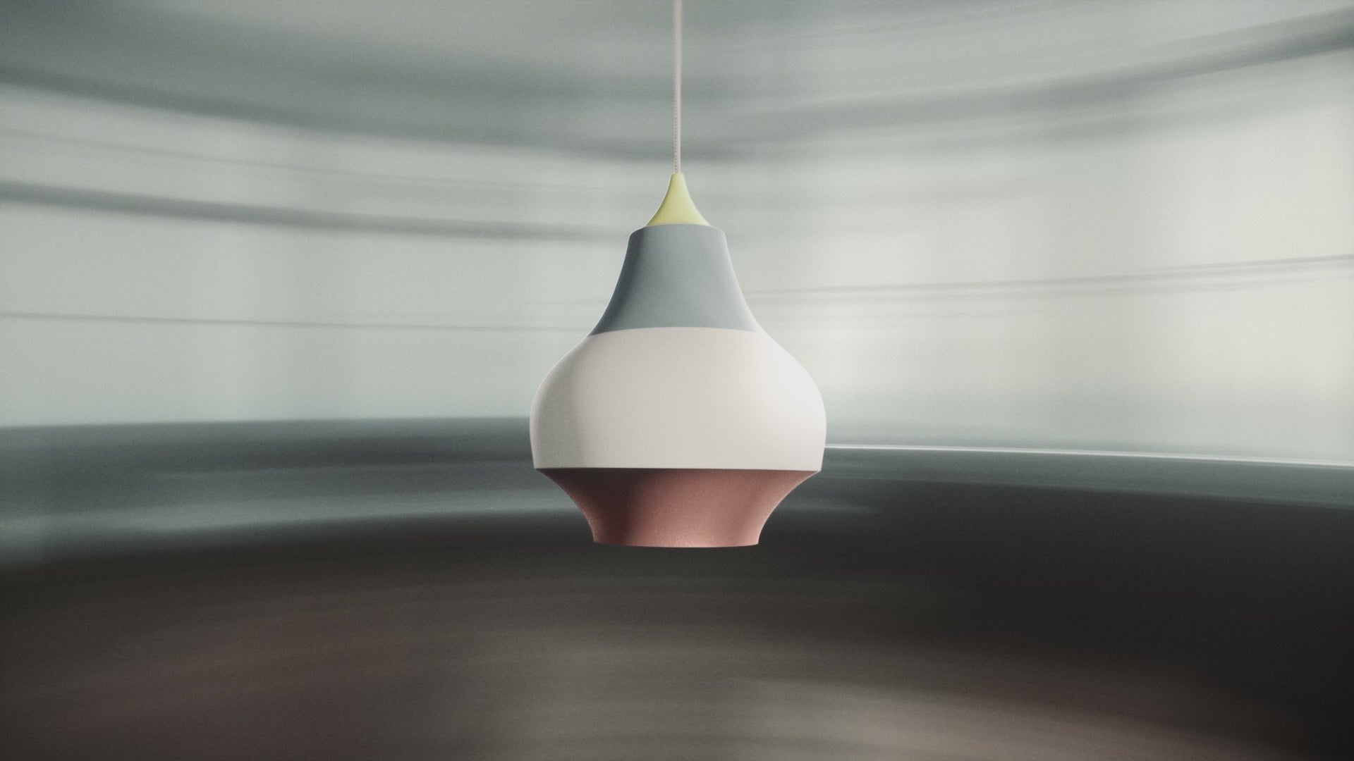 Pendelleuchte CIRQUE weiß-blau mit kupferner Spitze