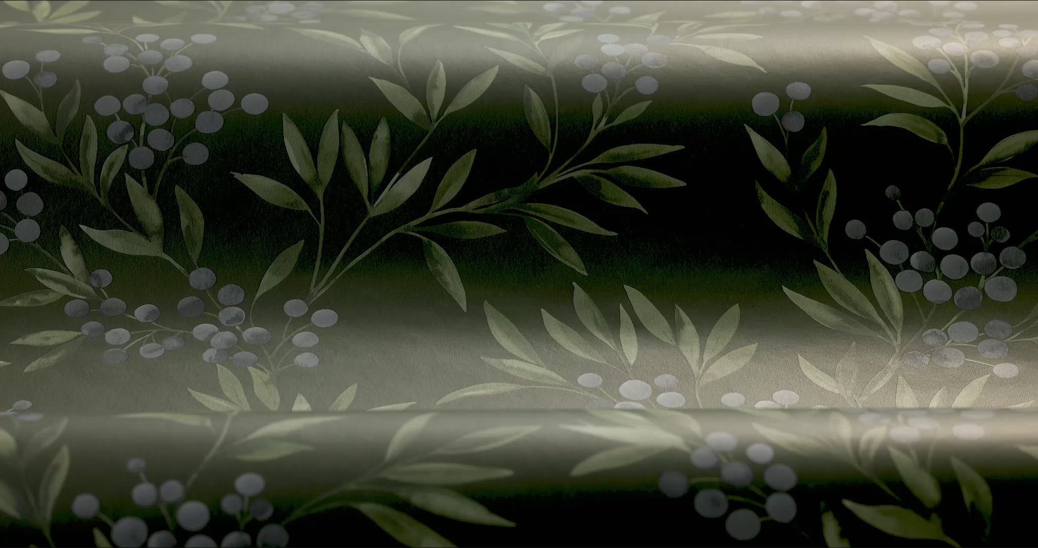 Tapete mit Pflanzenmotiv FOREST BERRIES grün mit blau