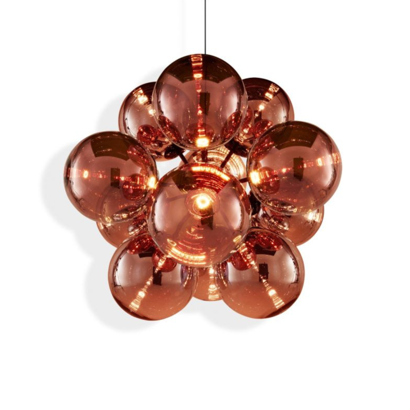 Globe copper burst chandelier