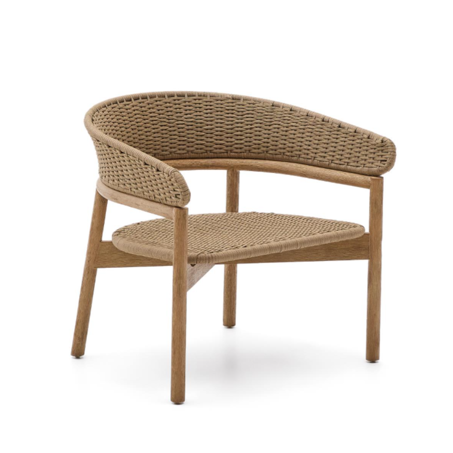 Arinella external armchair, solid acacia wood with a beige rope