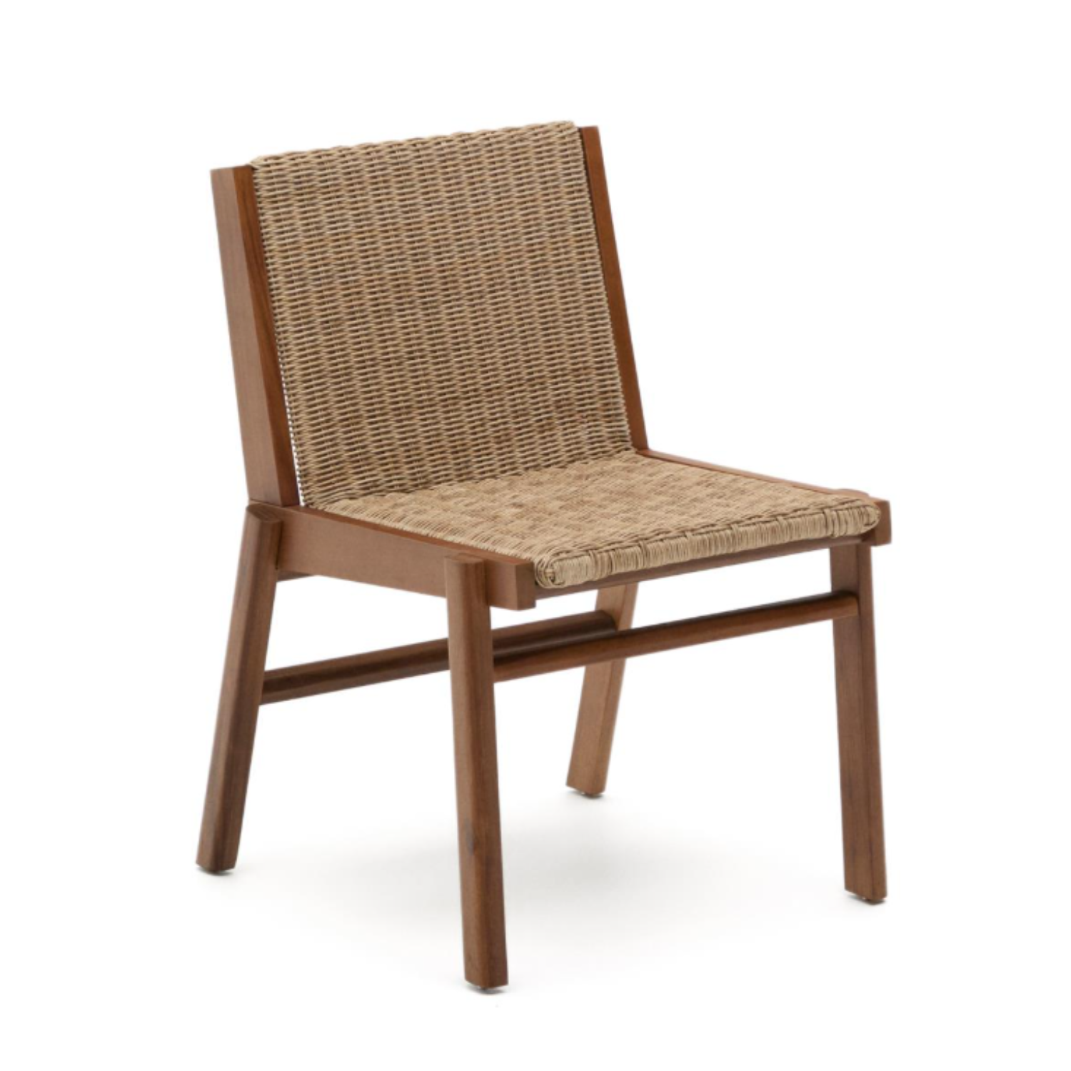 ITANI external chair, acacia wood with rattan seat