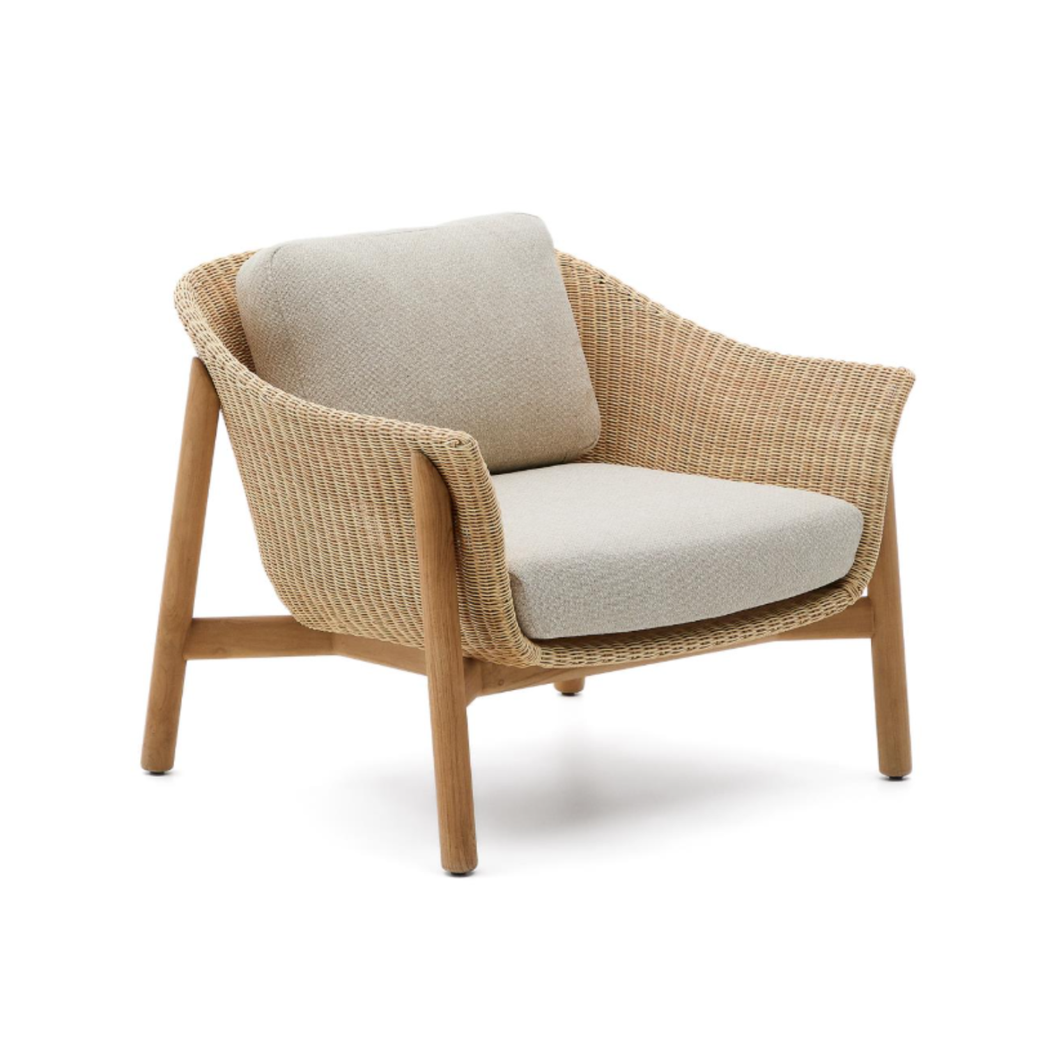 Galea outer chair. Teke wood with rattan seat