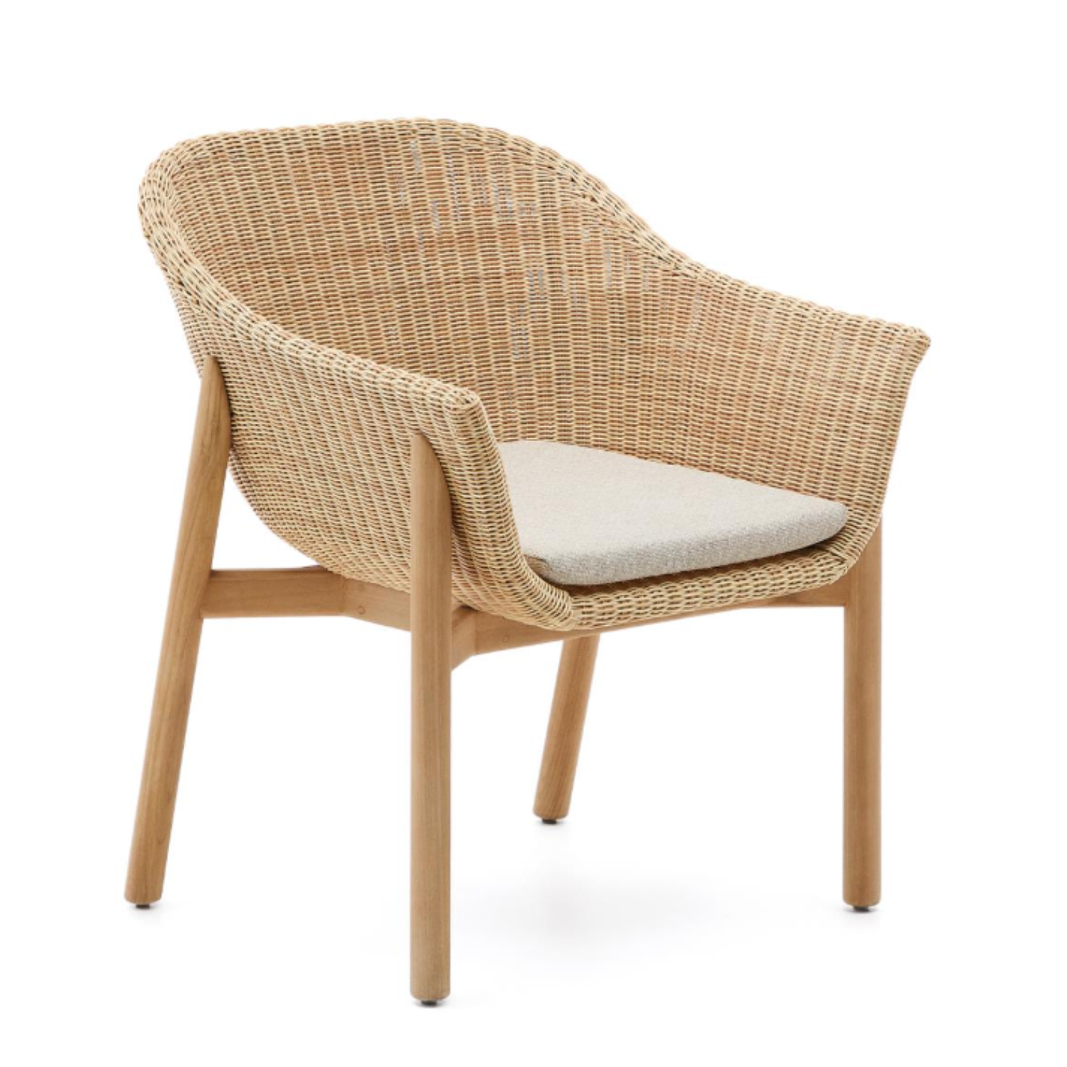 External chair galea wood teke with rattan seat