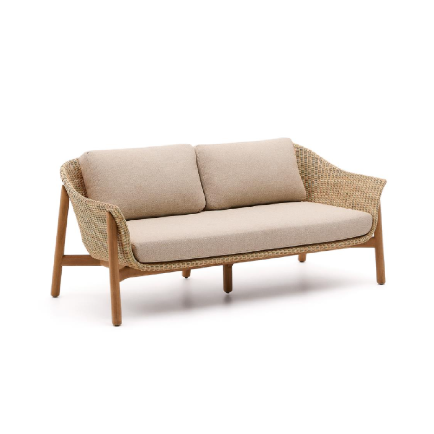 Außensofa 2-Personen Galea Wood und Rattan Wood