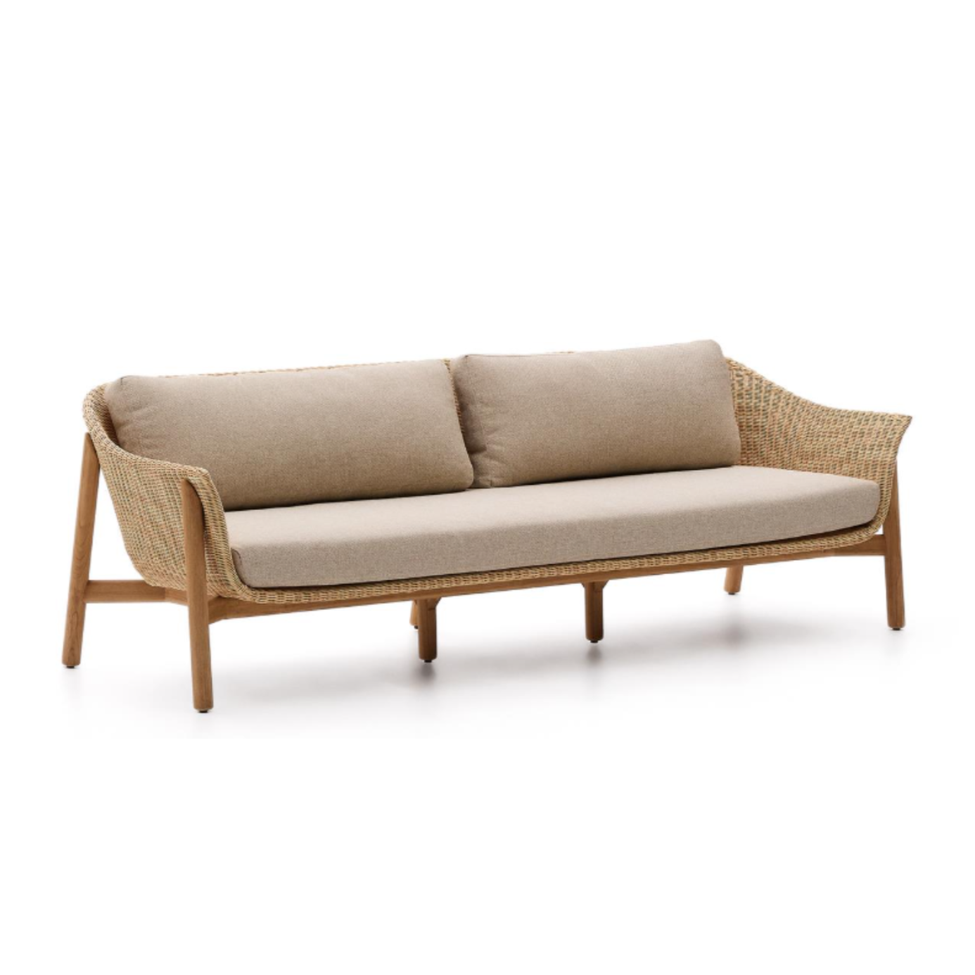 External sofa 3-person galea wood and rattan wood