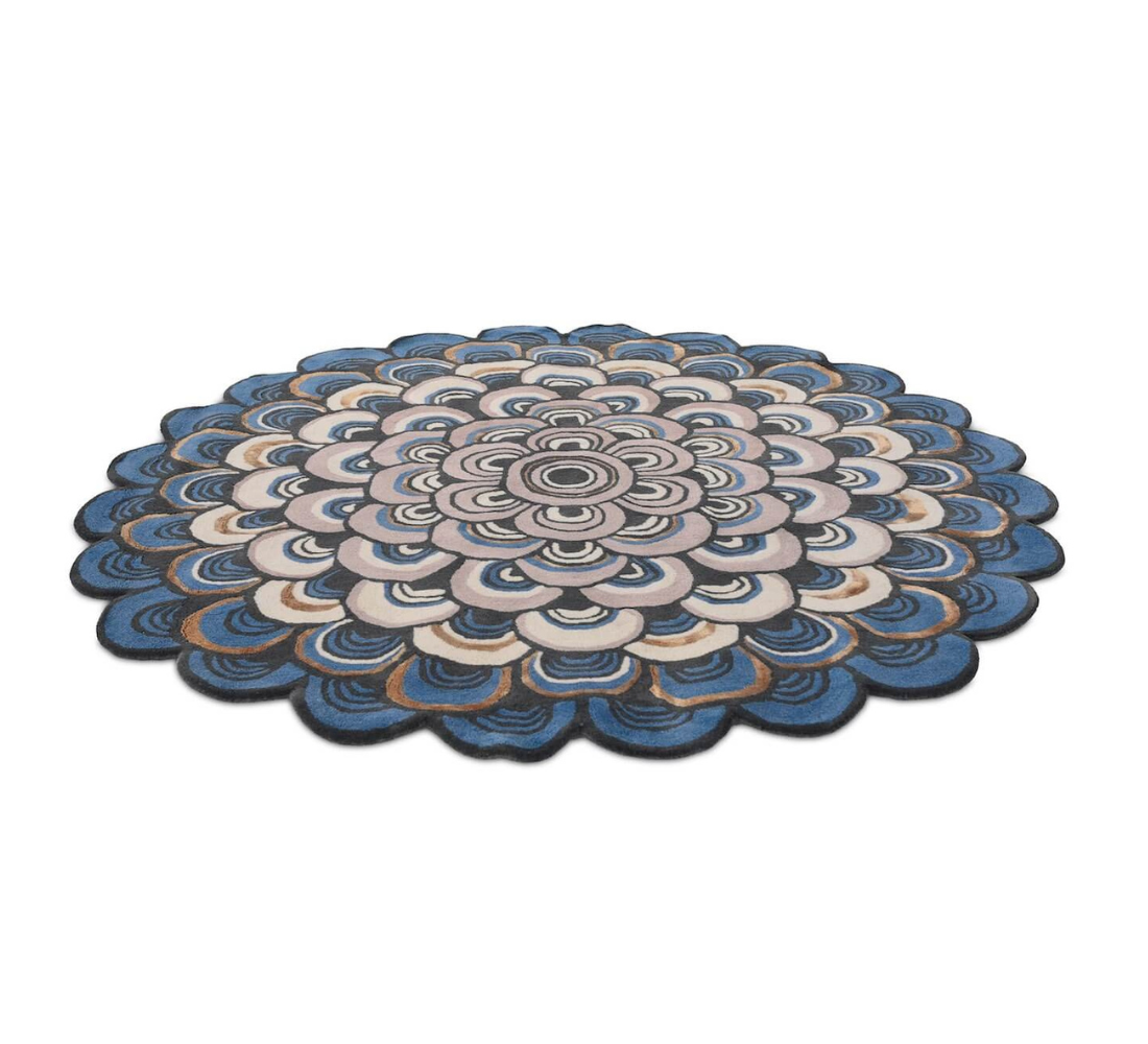 MASQUERADE ROUND BLUE runder Teppich blau