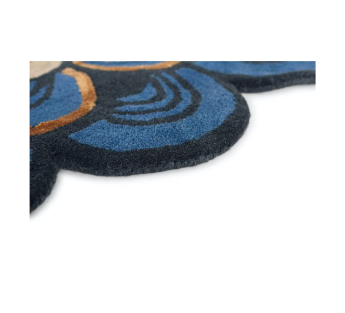 MASQUERADE ROUND BLUE runder Teppich blau