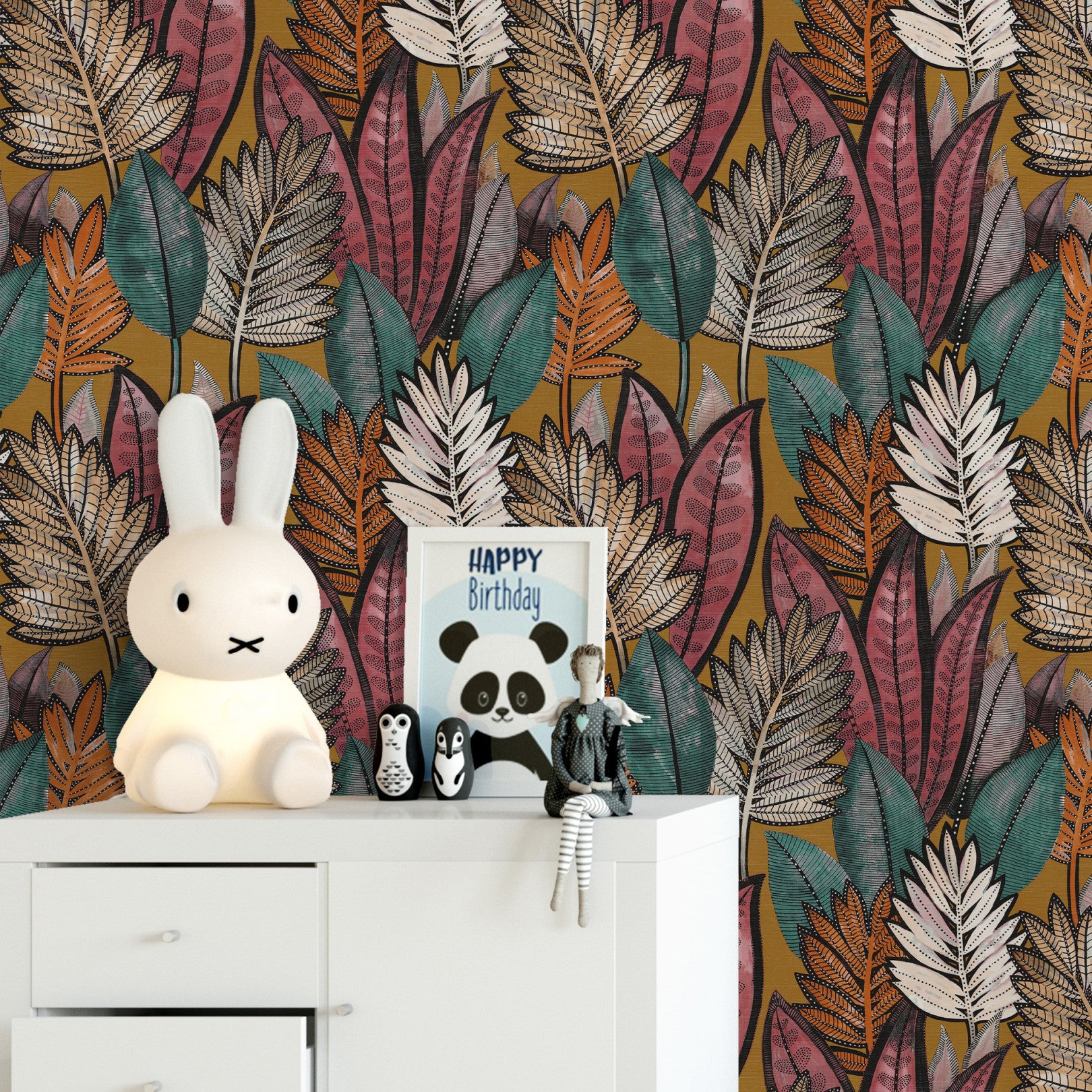 Strukturierte Tapete mit Pflanzenmotiv SABAL - SAFRAN Safran