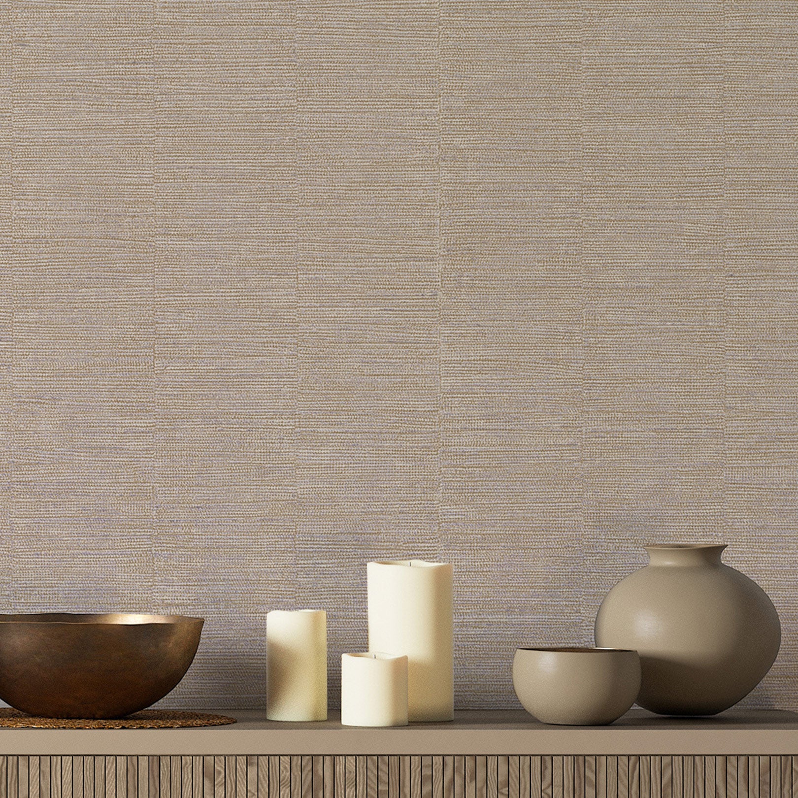 Metallic striped structural wallpaper SCANDIUM - SABLE/SILVER beige