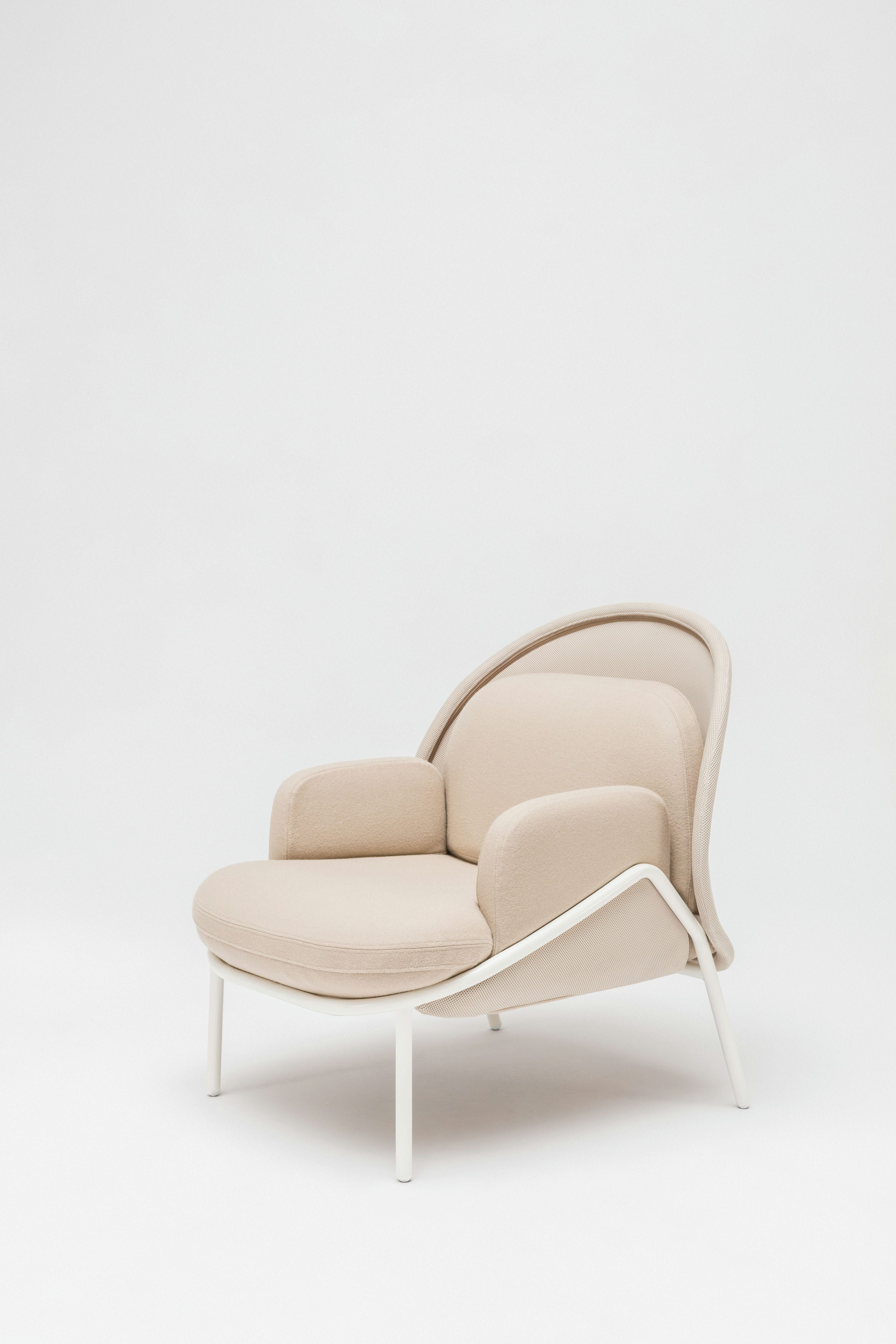 Armchair with low backrest beige mesh