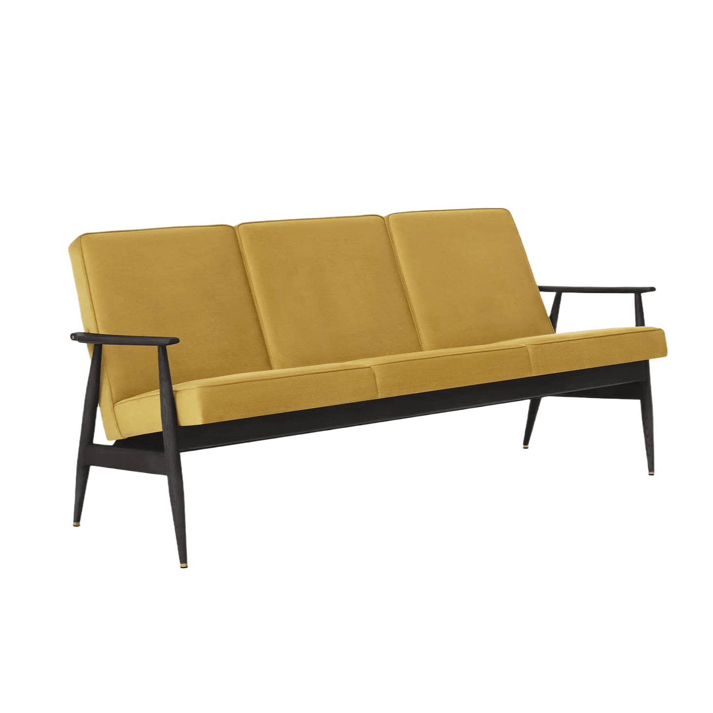 Sofa 3-osobowa dzielona FOX żółty w tkaninie Shine Velvet Mustard 366 concept Jesion-04   Eye on Design