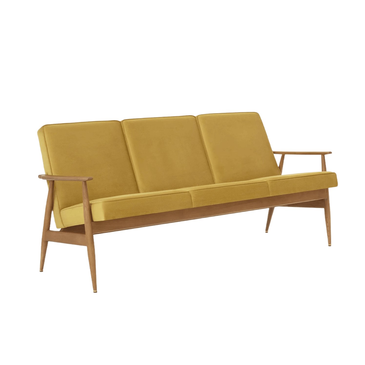 Sofa 3-osobowa dzielona FOX żółty w tkaninie Shine Velvet Mustard 366 concept Jesion-02   Eye on Design