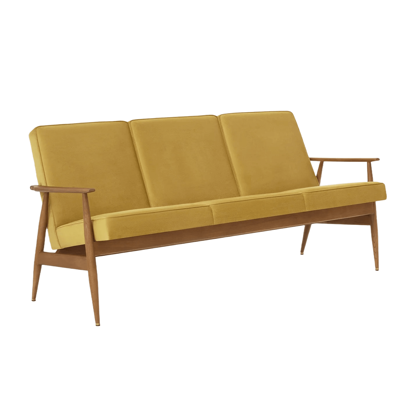 Sofa 3-osobowa dzielona FOX żółty w tkaninie Shine Velvet Mustard 366 concept Jesion-03   Eye on Design