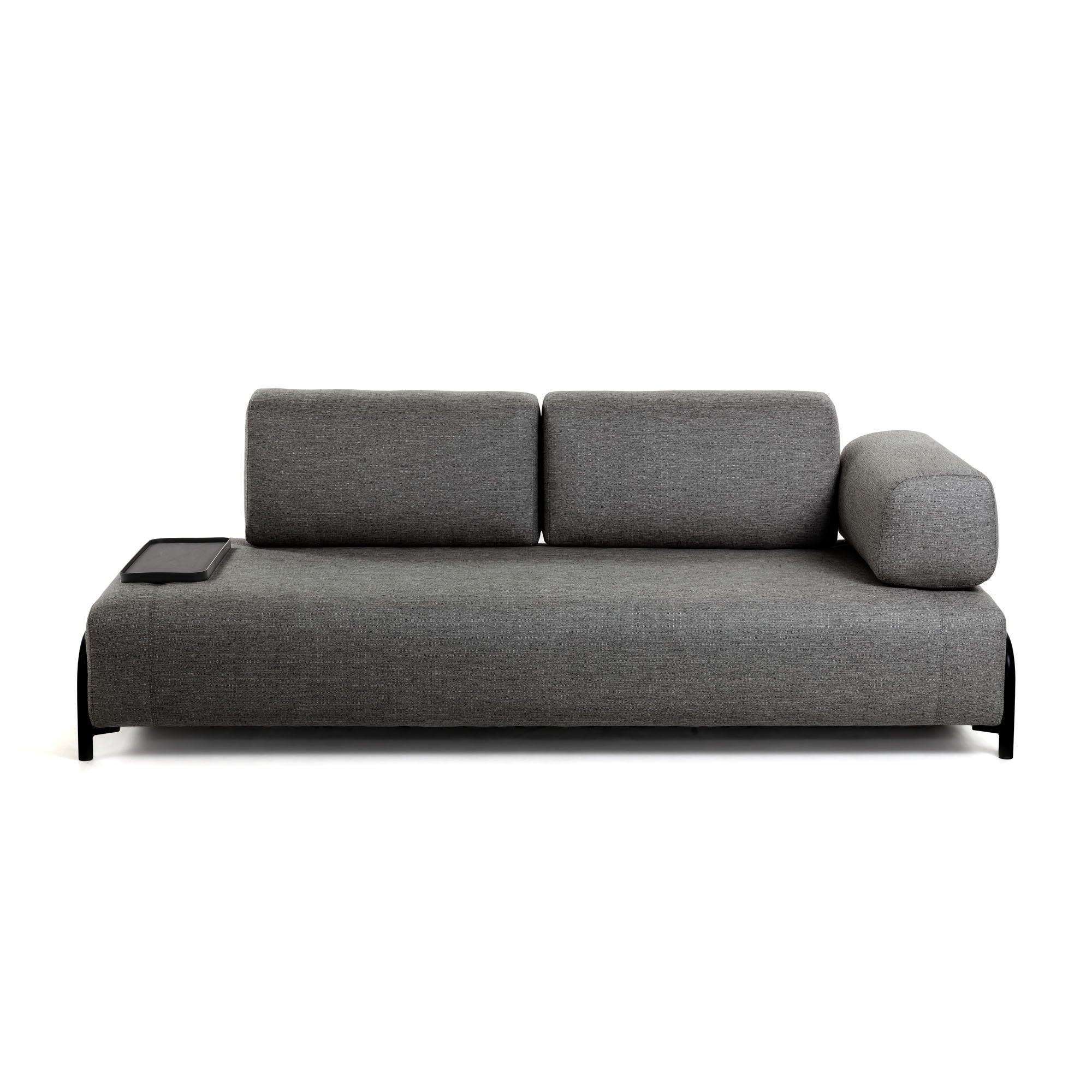 Sofa 3-osobowa modułowa z małą tacką COMPO ciemnoszary La Forma    Eye on Design