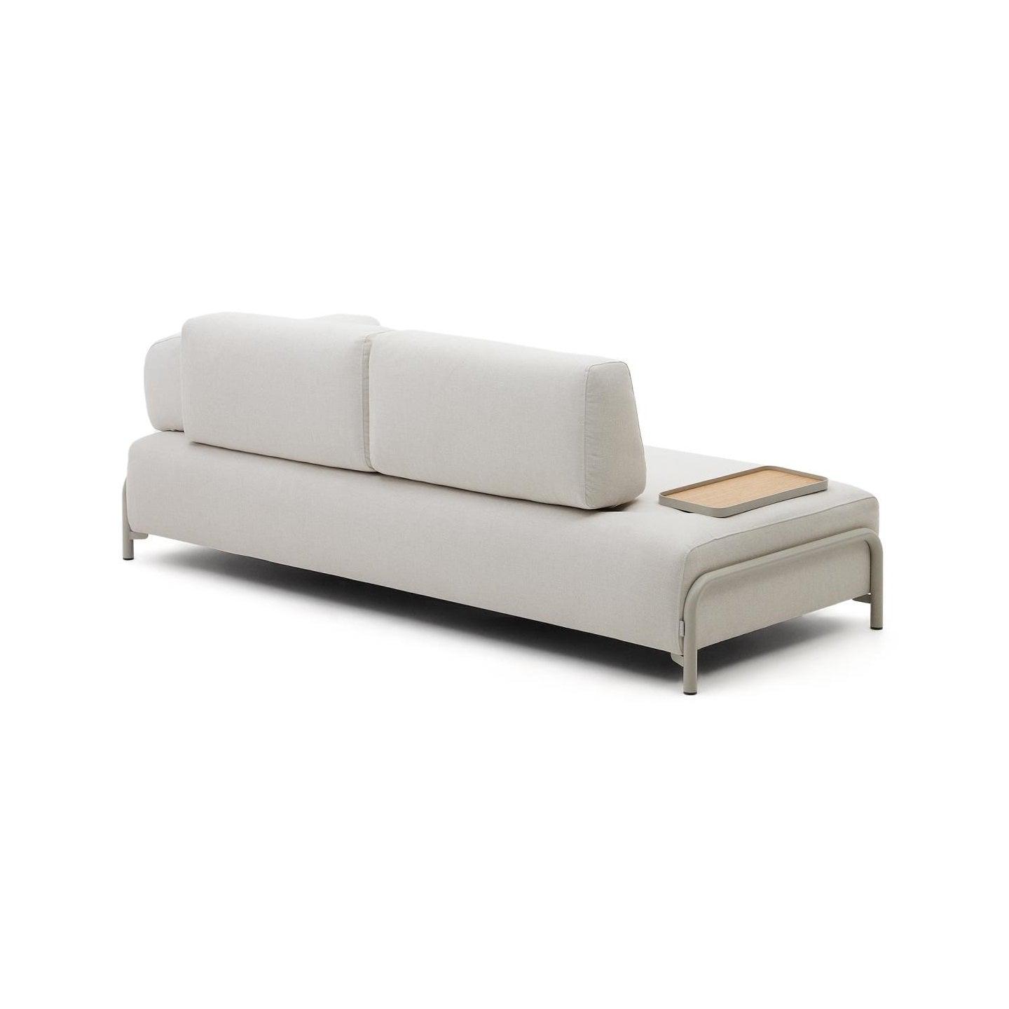 Sofa 3-osobowa modułowa z małą tacką COMPO jasnobeżowy szenil La Forma    Eye on Design
