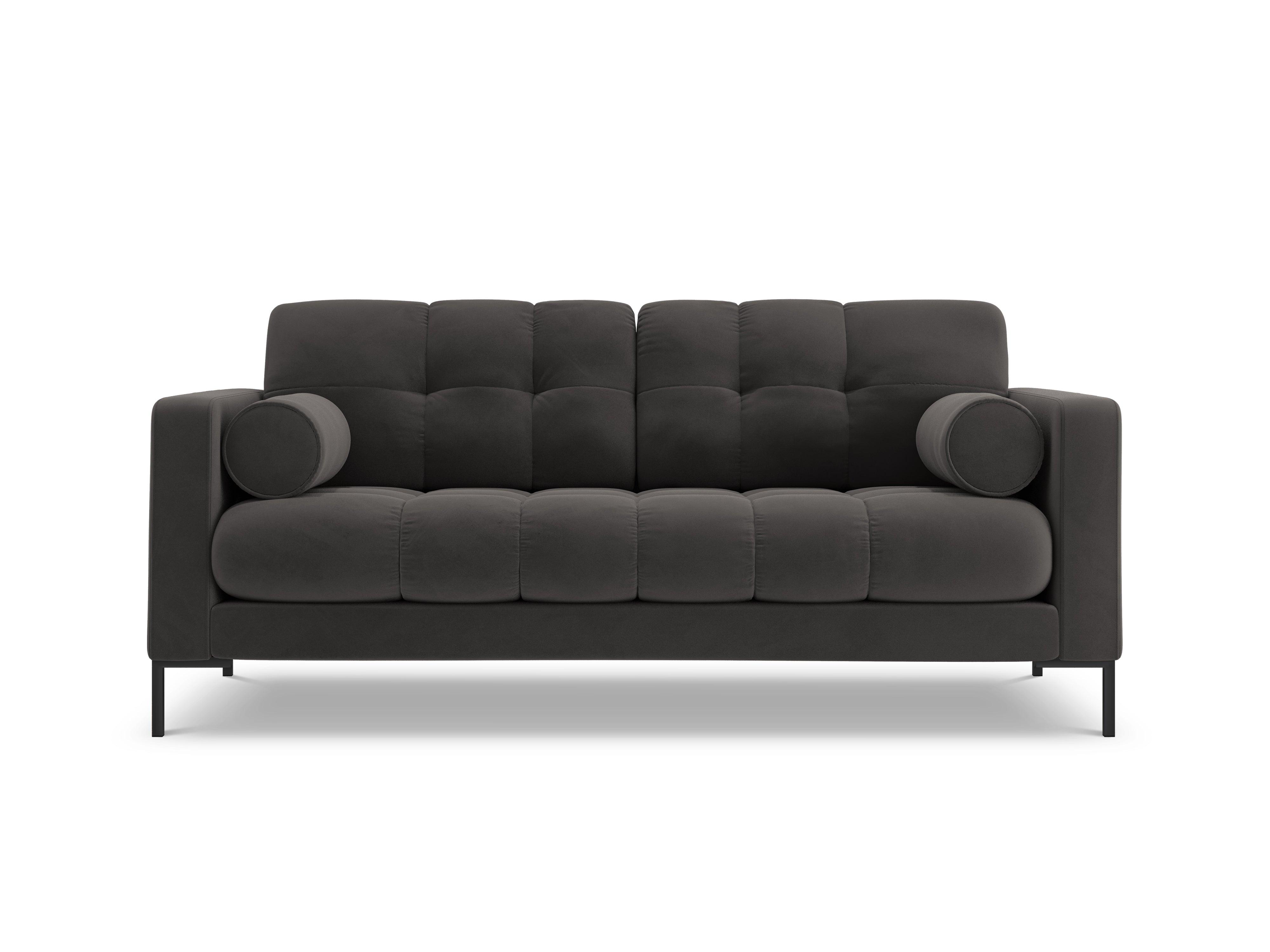 Sofa aksamitna 2-osobowa BALI ciemnoszary z czarną podstawą Cosmopolitan Design    Eye on Design