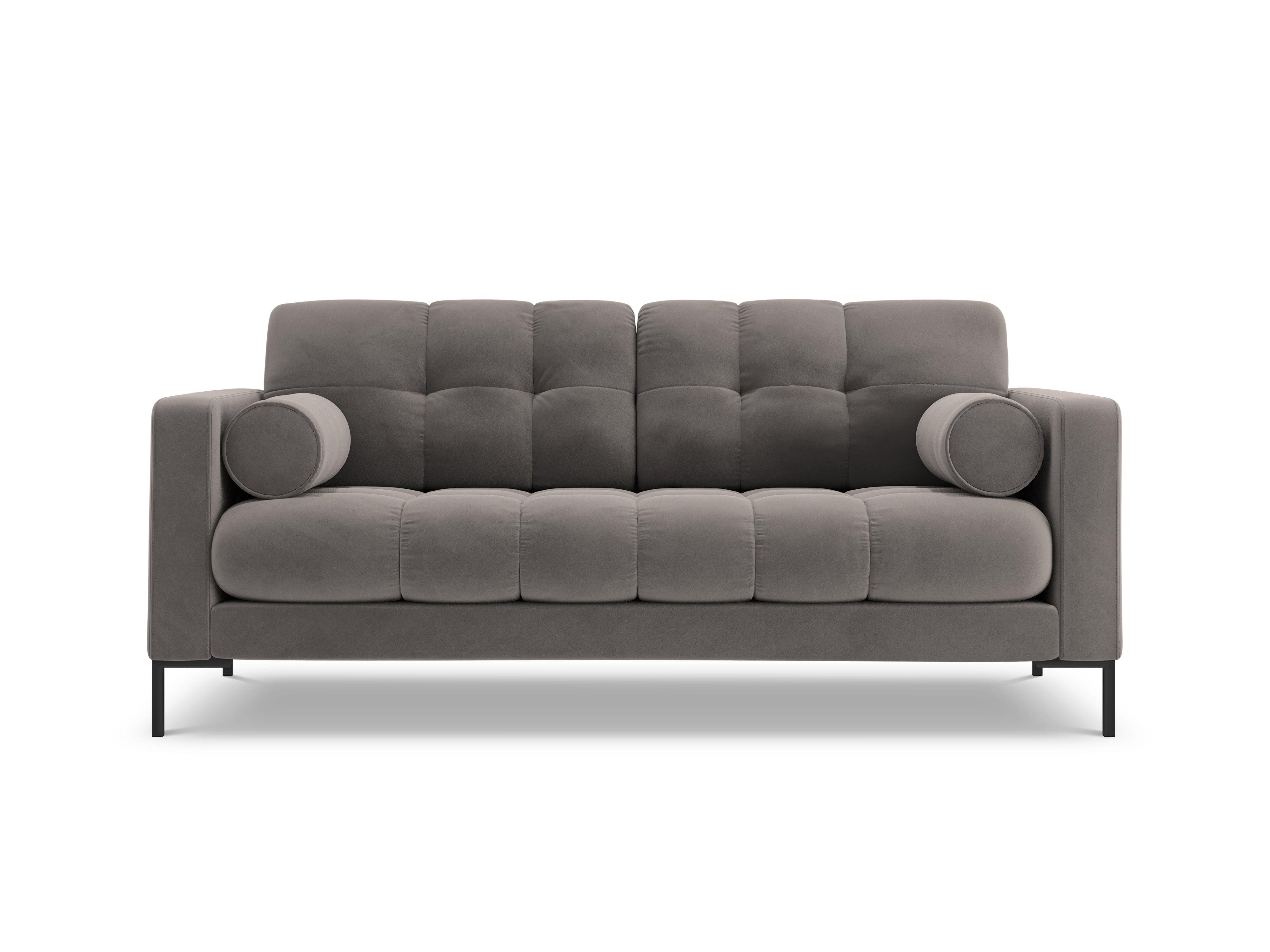 Sofa aksamitna 2-osobowa BALI jasnoszary z czarną podstawą Cosmopolitan Design    Eye on Design