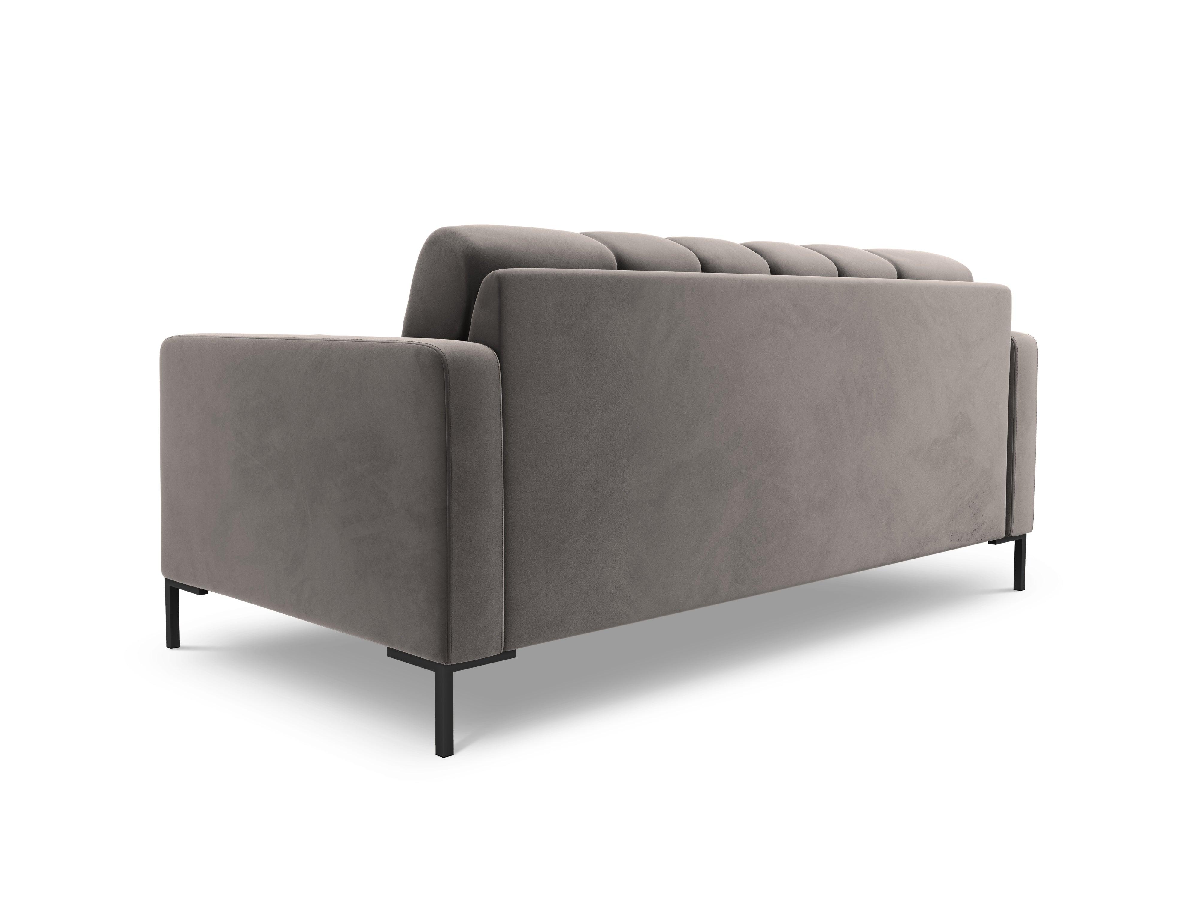 Sofa aksamitna 2-osobowa BALI jasnoszary z czarną podstawą Cosmopolitan Design    Eye on Design