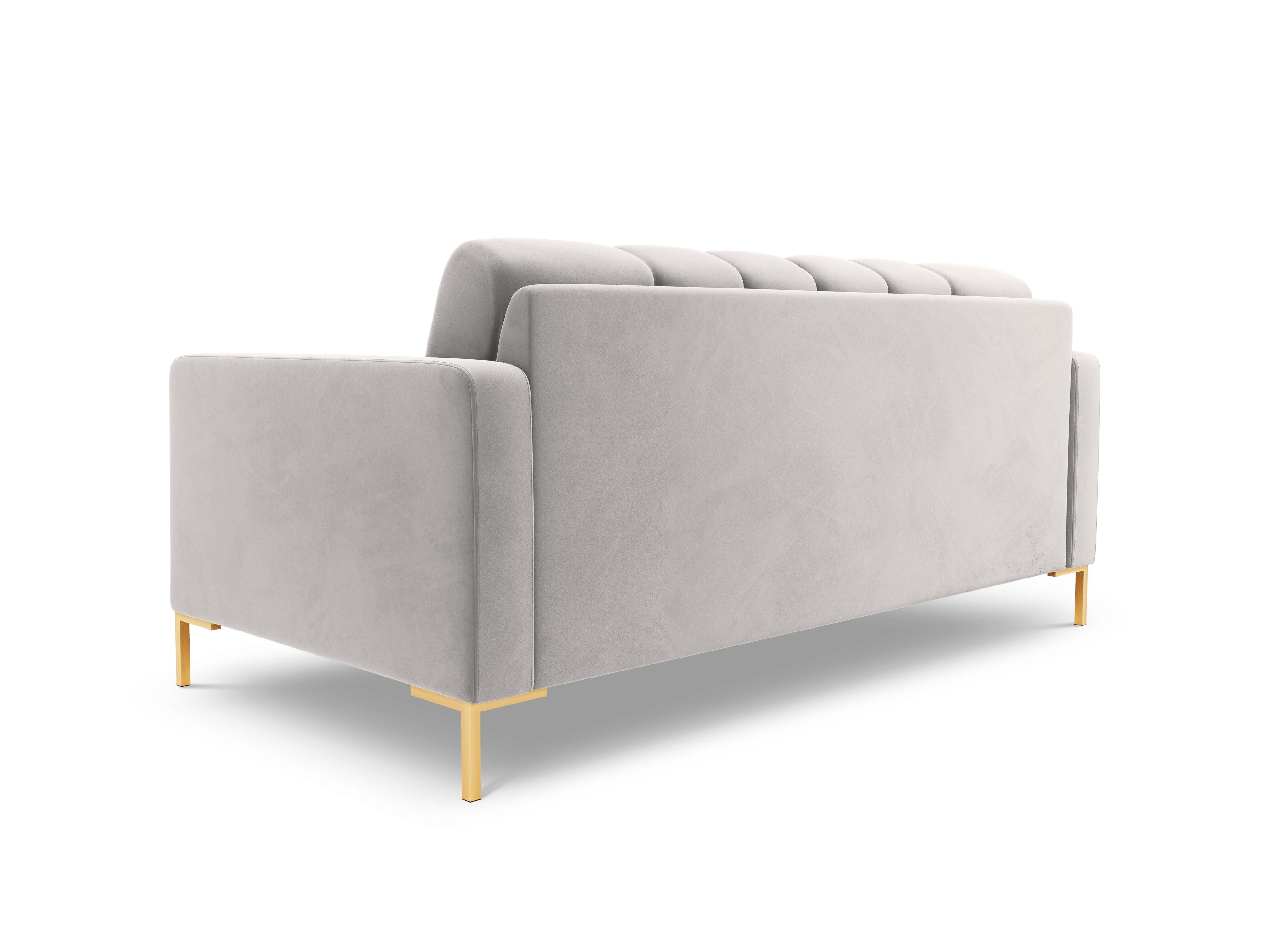 Sofa aksamitna 2-osobowa BALI srebrny ze złotą podstawą Cosmopolitan Design    Eye on Design